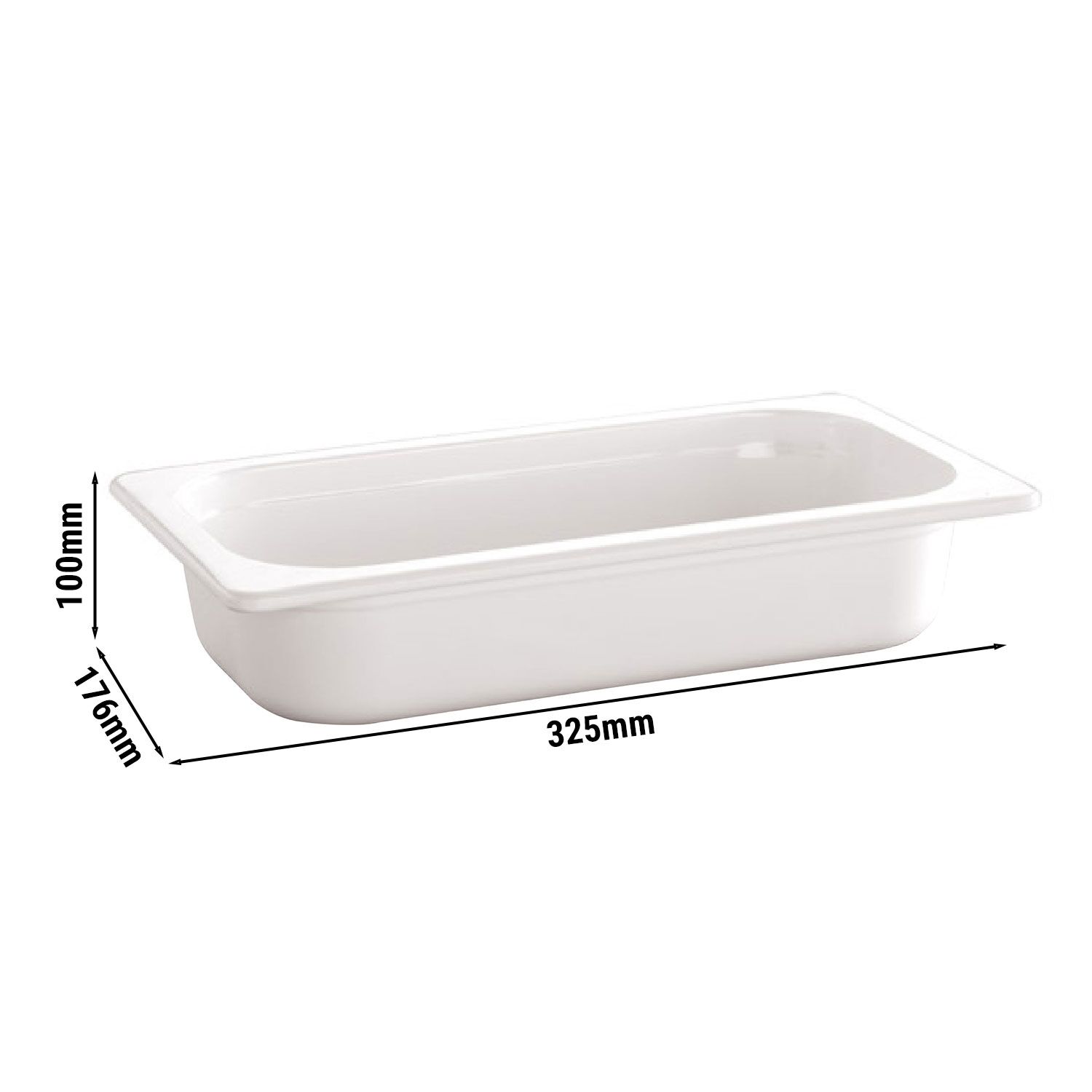 (6 pièces) Bac en mélamine GN 1/3 - ECOLINE - 2,7 litres - Hauteur : 100 mm
