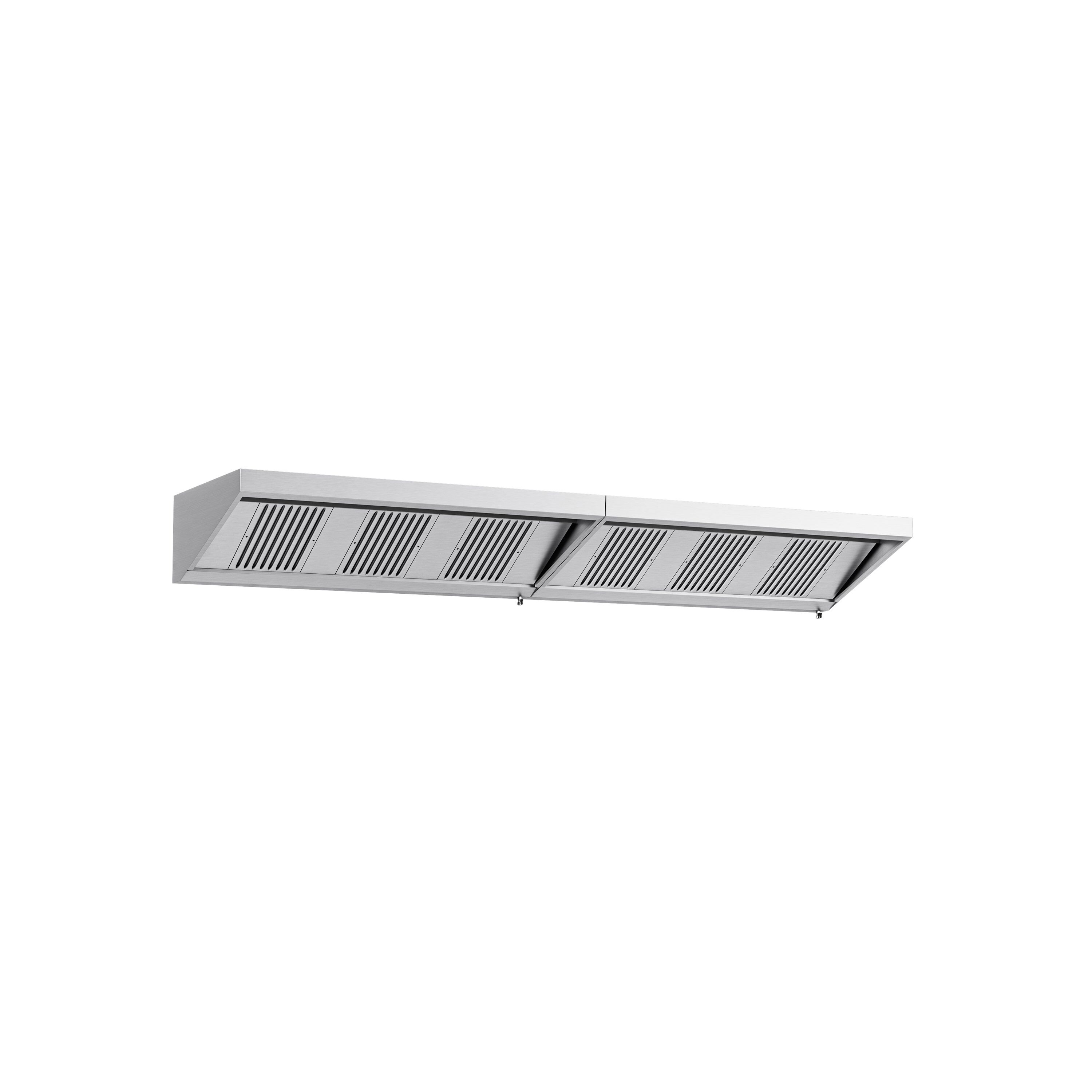 Commercial Wall-Mounted Extraction Canopy - 4000mm - with Baffle Filters & LED Lighting