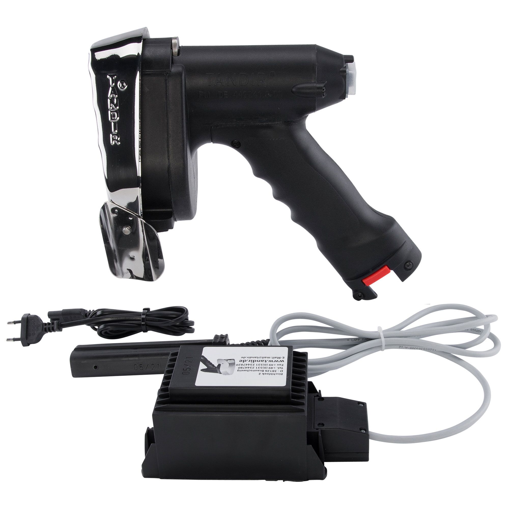 TANDIR | Electric Doner Kebab Slicer ECO – Ø100 mm - 2 blades + honing stone - 15V power supply, 2 m cable - 2×6.3A fuses