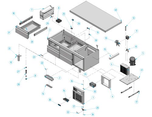 Commercial Refrigerated Counter PREMIUM PLUS - +2 to +8°C - 1400mm - 190L - 4 Drawer - 4x GN 1/1