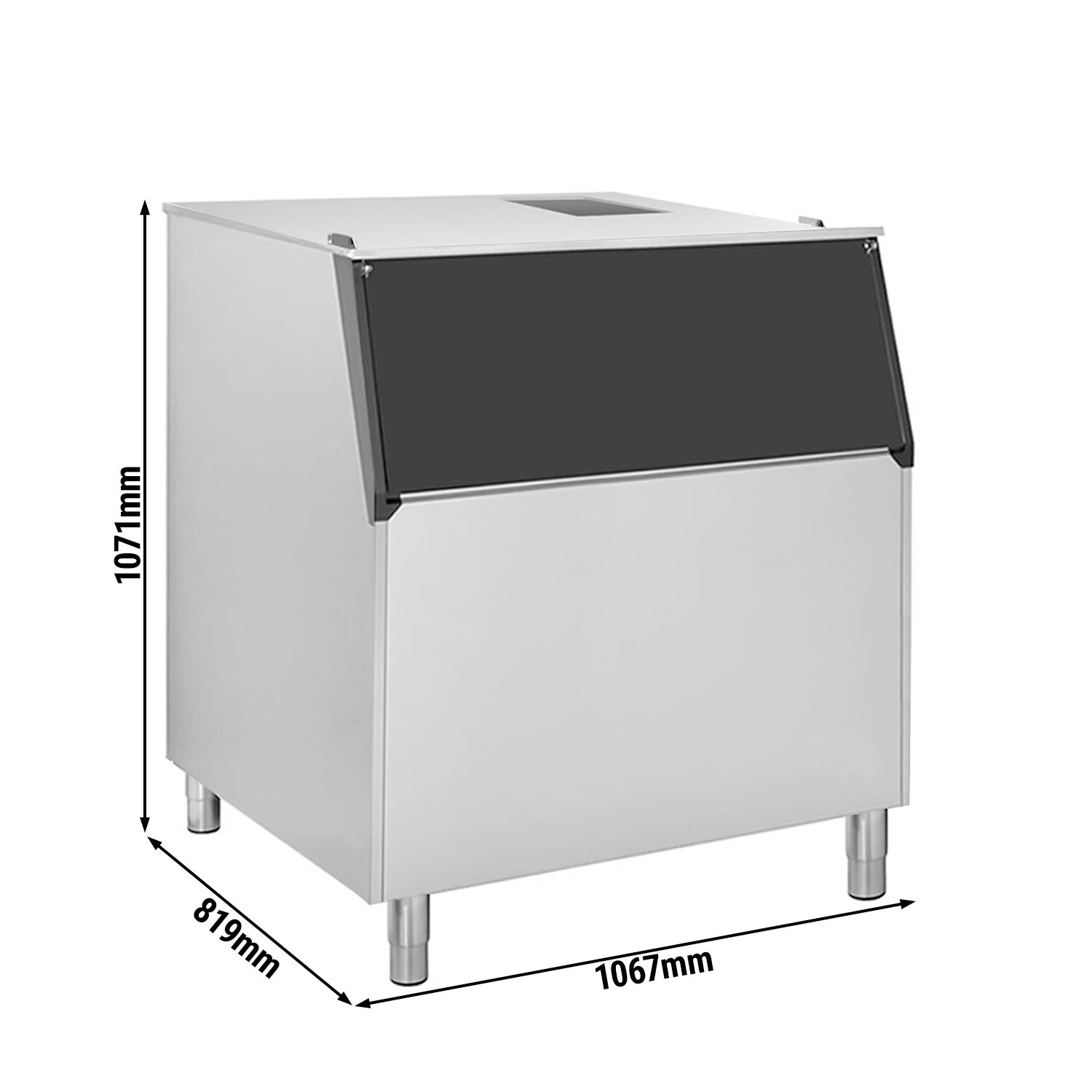 Bac à glaçons 350kg - bol en polyéthylène sanitaire - 1067x819x1071mm - conforme aux normes alimentaires européennes & marquage CE
