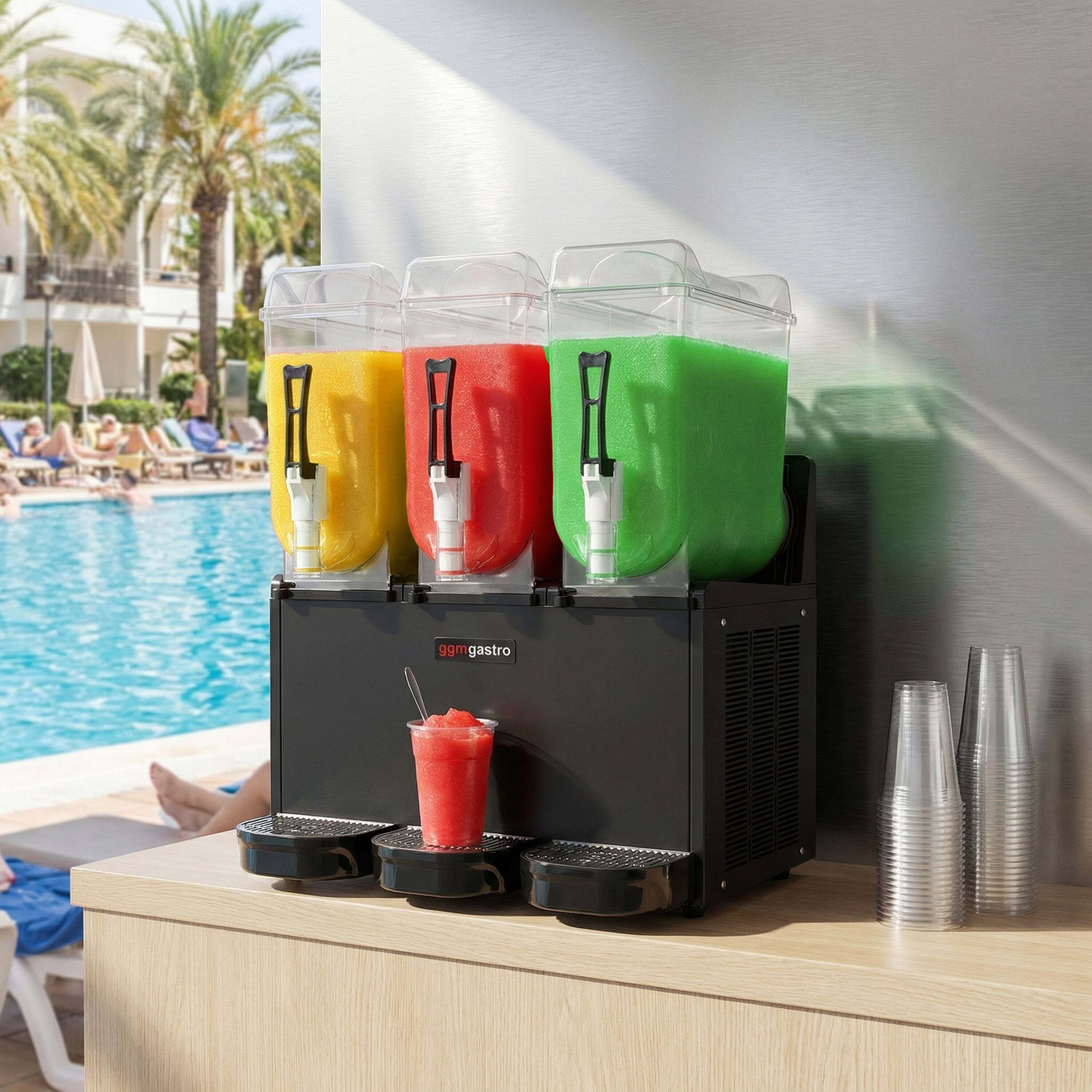 Commercial Slush Machine - 3x 12L - 1.4kW - Black
