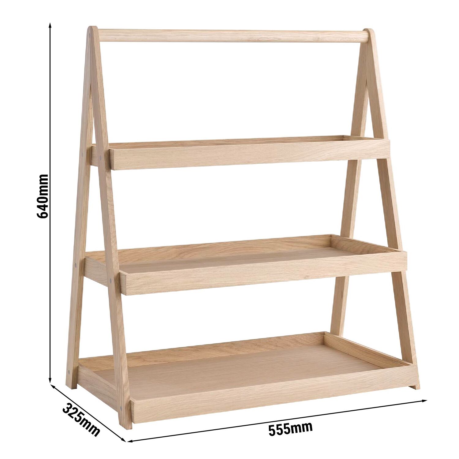 Présentoir buffet - VALO - 3 niveaux - rectangulaire - Bois de chêne - Brun - Hauteur:640mm - compatible avec GN 1/1 & GN 2/4