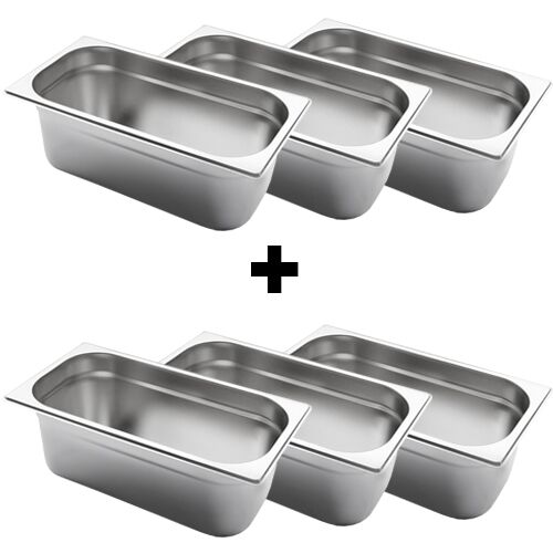 (6 pcs) Stainless Steel Gastronorm Pan GN 1/3 - Depth: 150mm