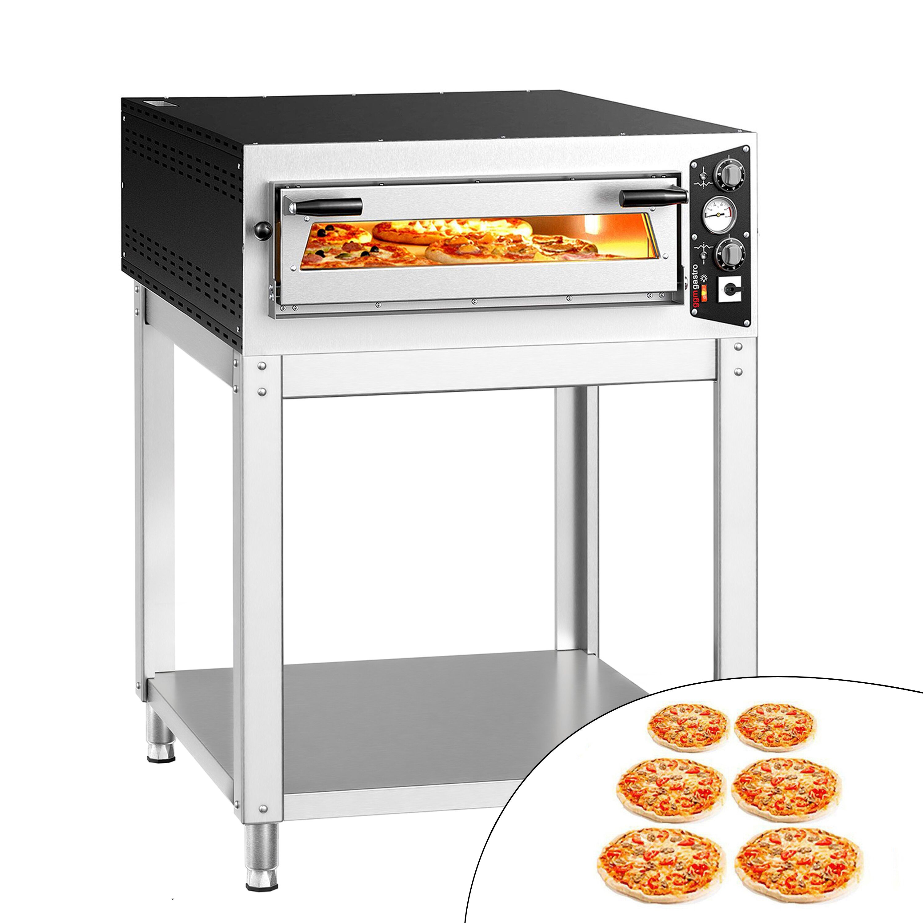 Four à pizza électrique – 6 x 35 cm (profondeur) – Manuel – incl. support inférieur