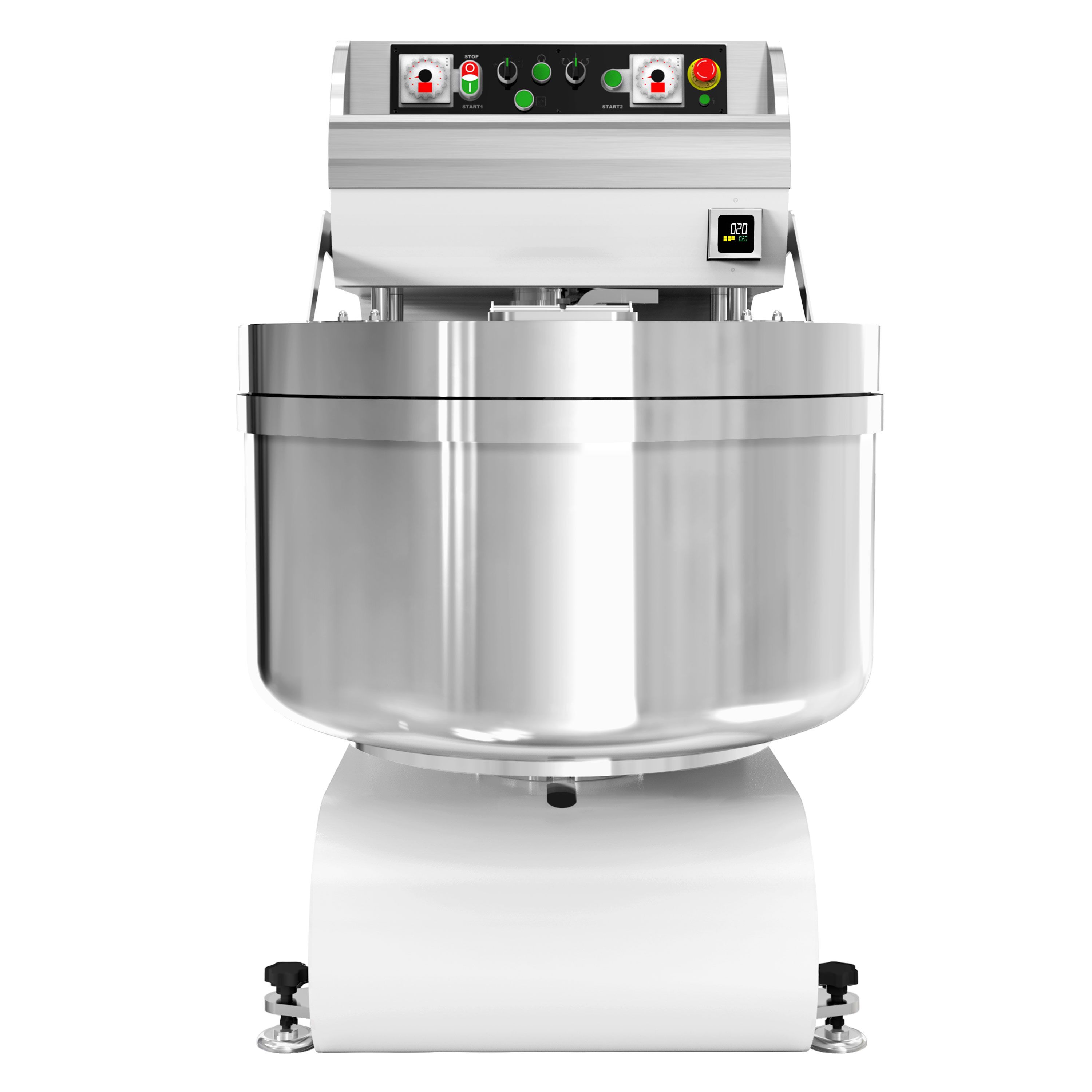 Pétrin à Spirale de Boulangerie - 298 Litres / 200 kg - 2 Vitesses - avec Cuve Fixe - 2 Moteurs