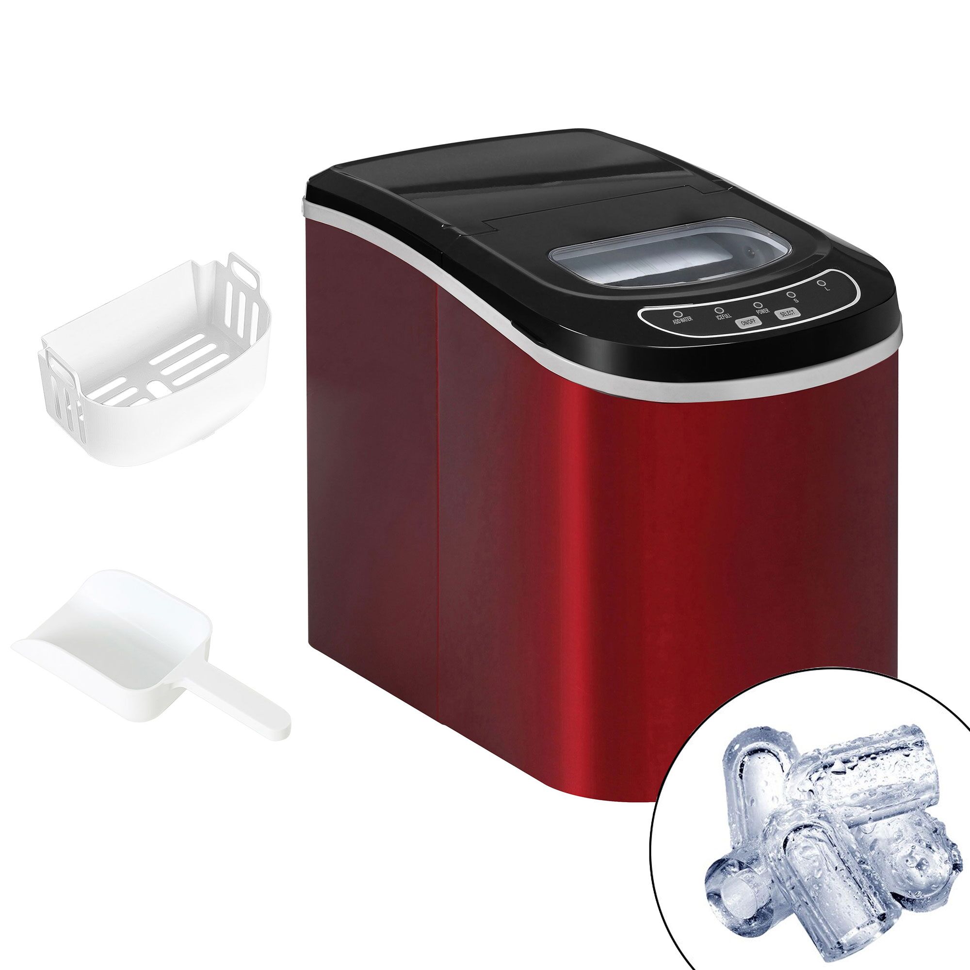 Machine à glaçons - Cylindre creux - 12 kg/24 h - Rouge