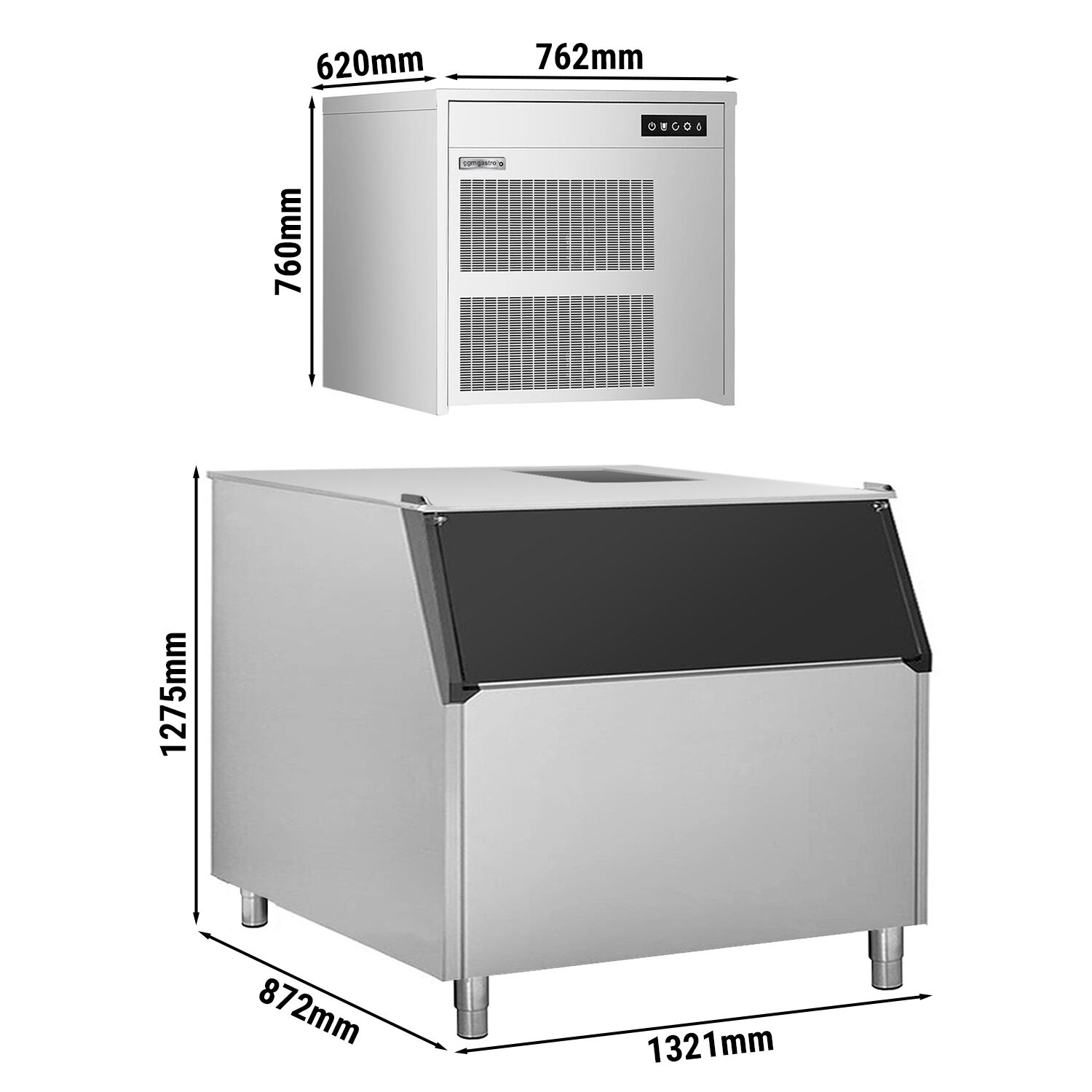 Machine à glace en grains - 390kg/24h - incl. bac à glaçons