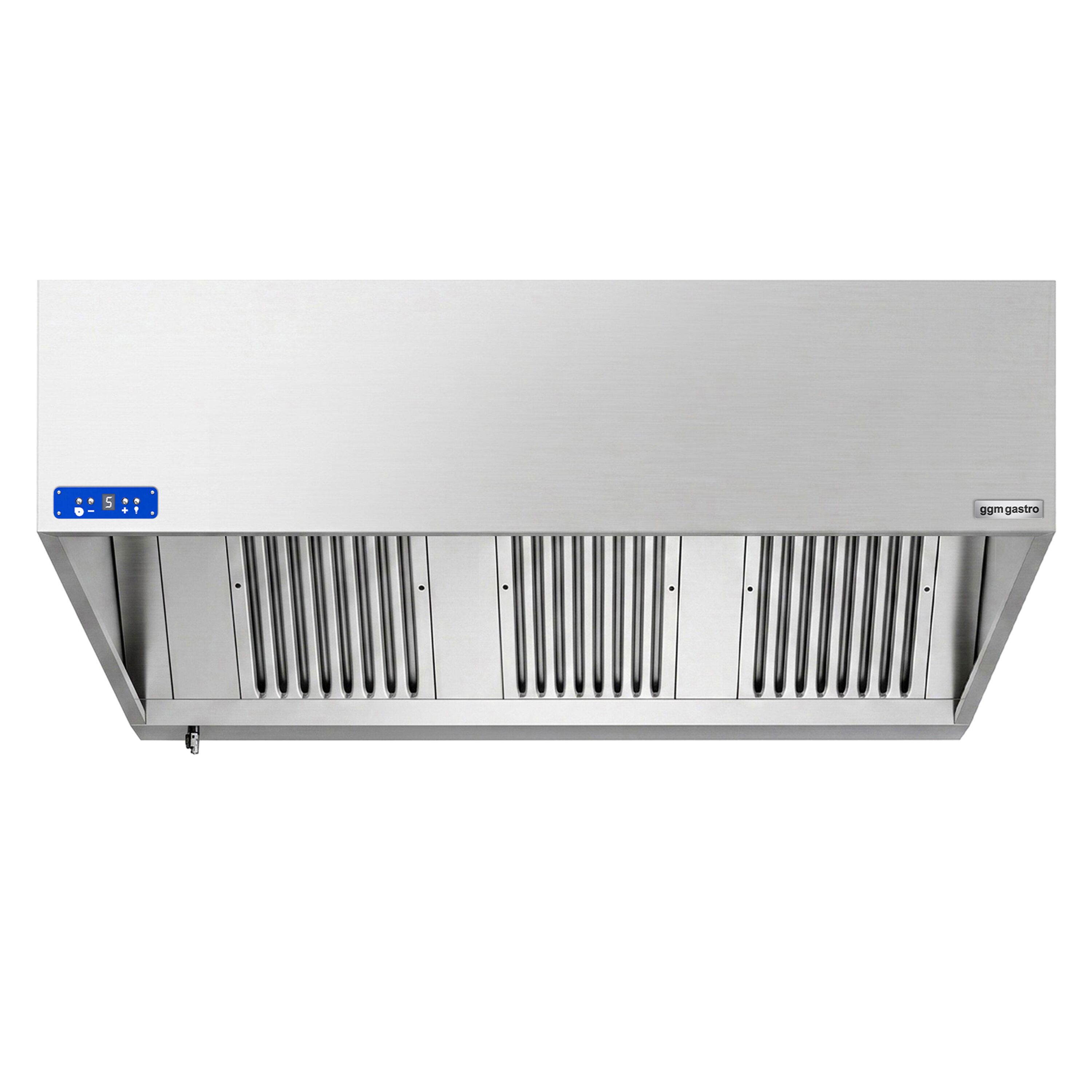 Commercial Wall-Mounted Extractor Hood with Motor - 1600mm - with Speed Controller, Baffle Filters & LED Lighting