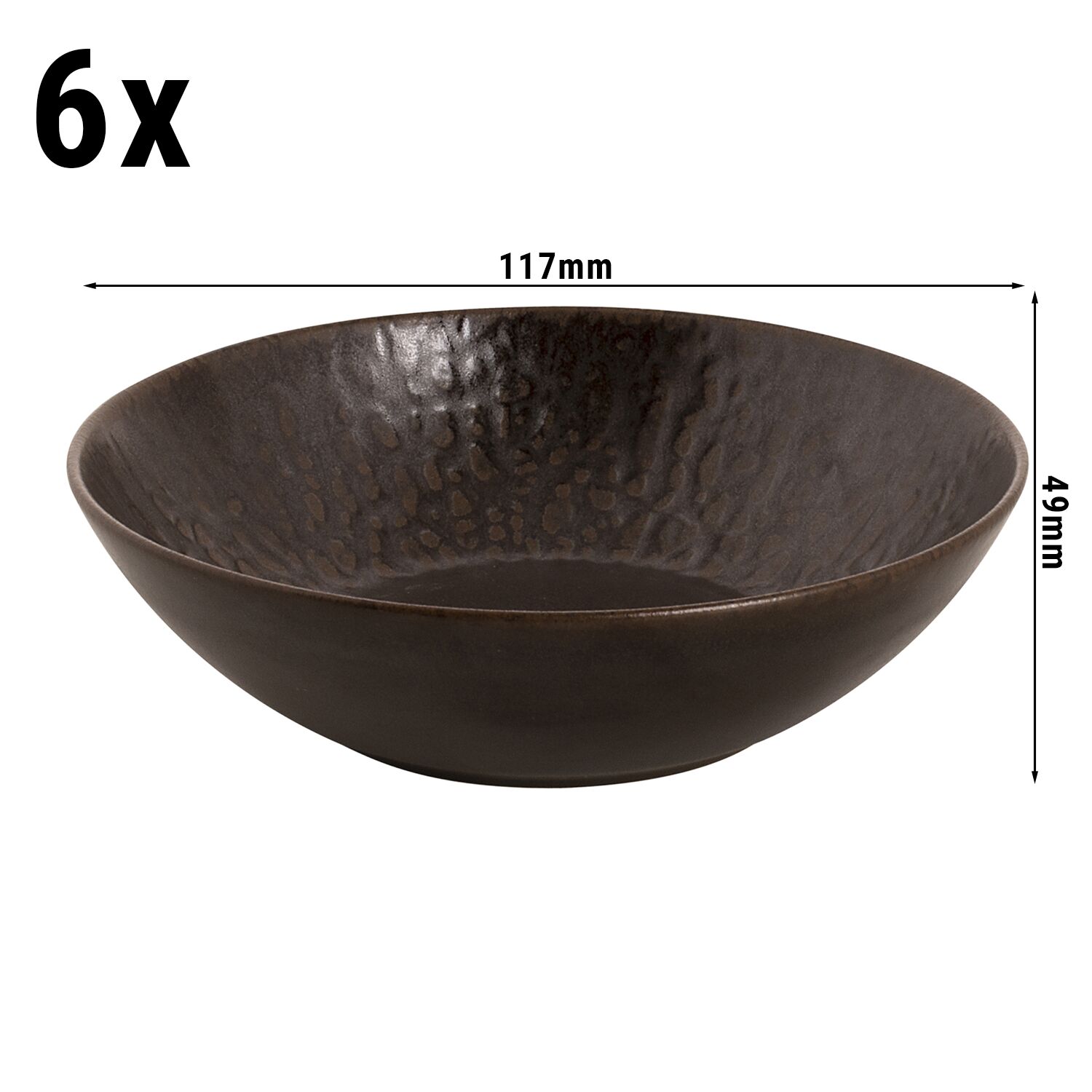 (6 pcs) Coupe RUST - Grès/Stoneware - Ø 170mm - Bronze/Brun