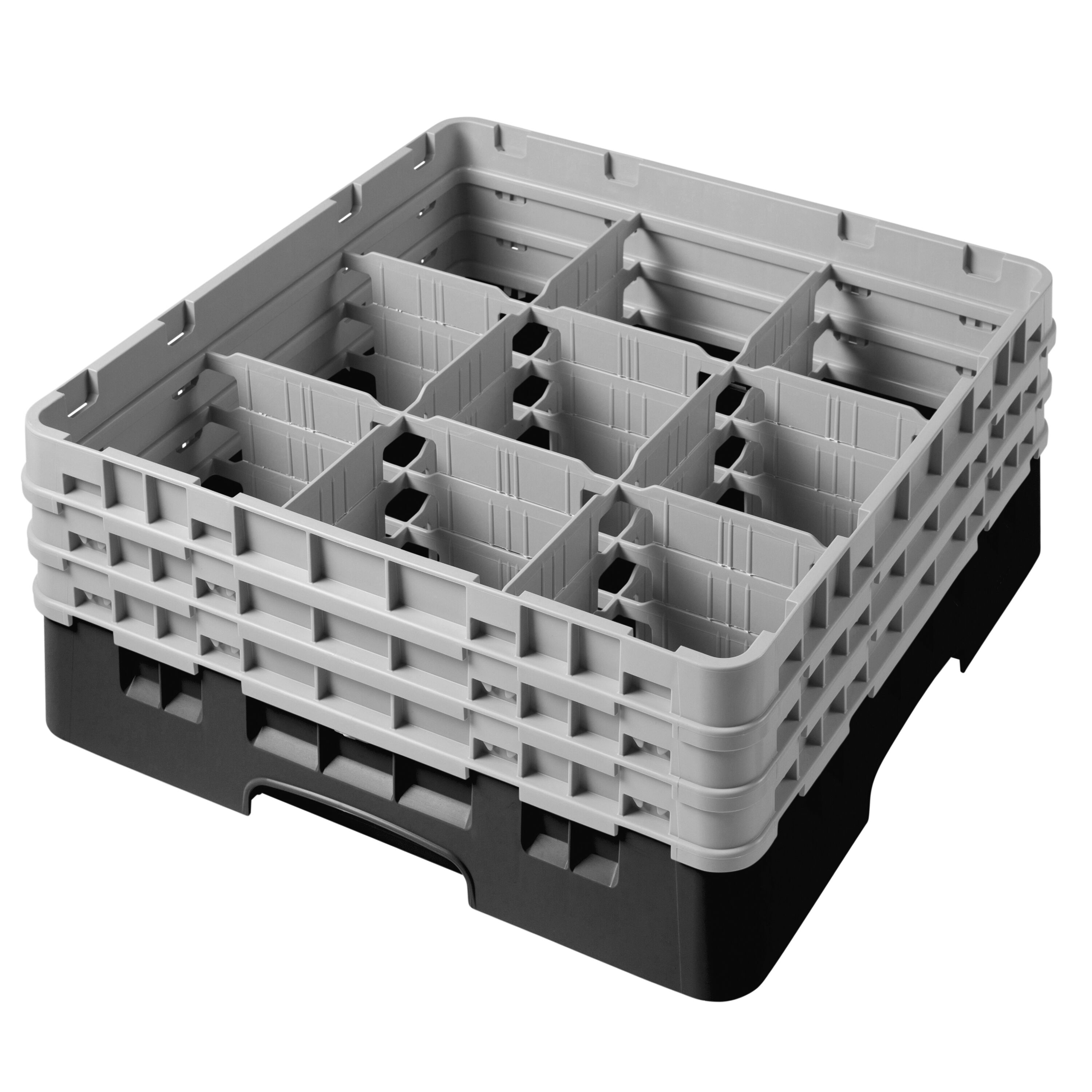 CAMBRO | CAMRACK® Glasswasher Rack – 9-Compartment, 1 Extender – 500×500×225 mm – Black