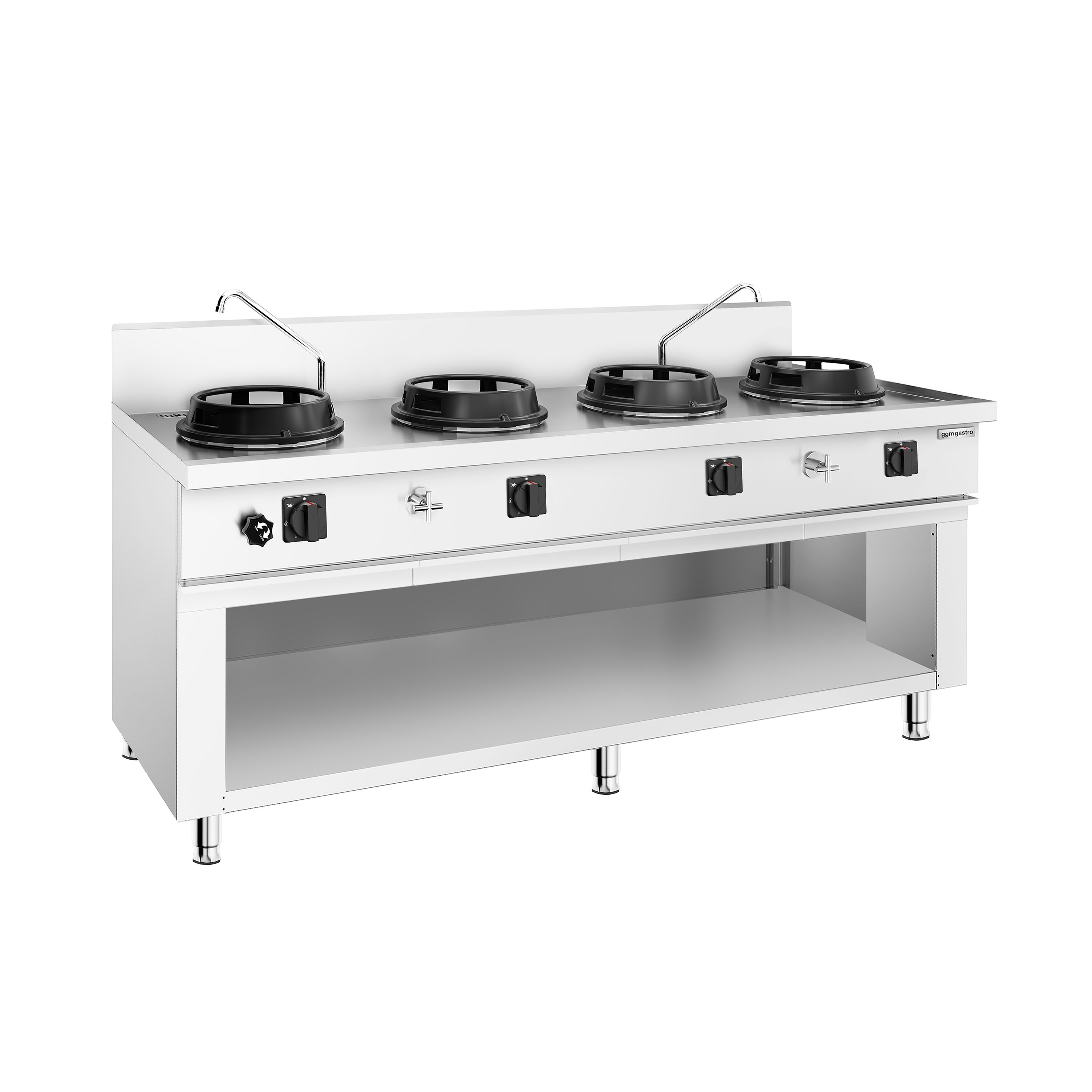 Cuisinière Wok à Gaz - 60 kW - 4 Brûleurs - incl. 2 Robinets