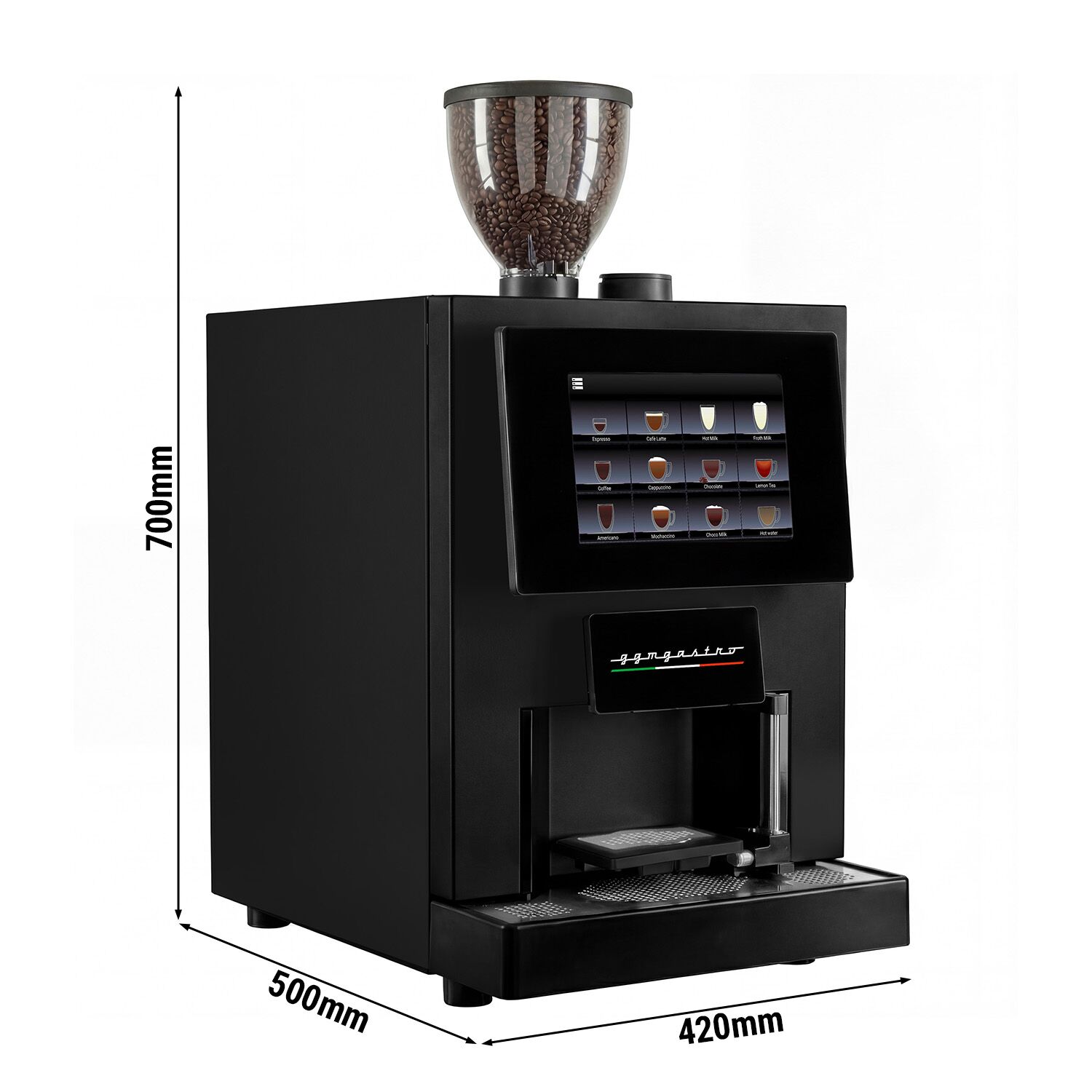 Machine à café automatique - 30 programmes - écran tactile 10 pouces - 1 réservoir à grains & 2 compartiments à poudre - avec système de lait frais