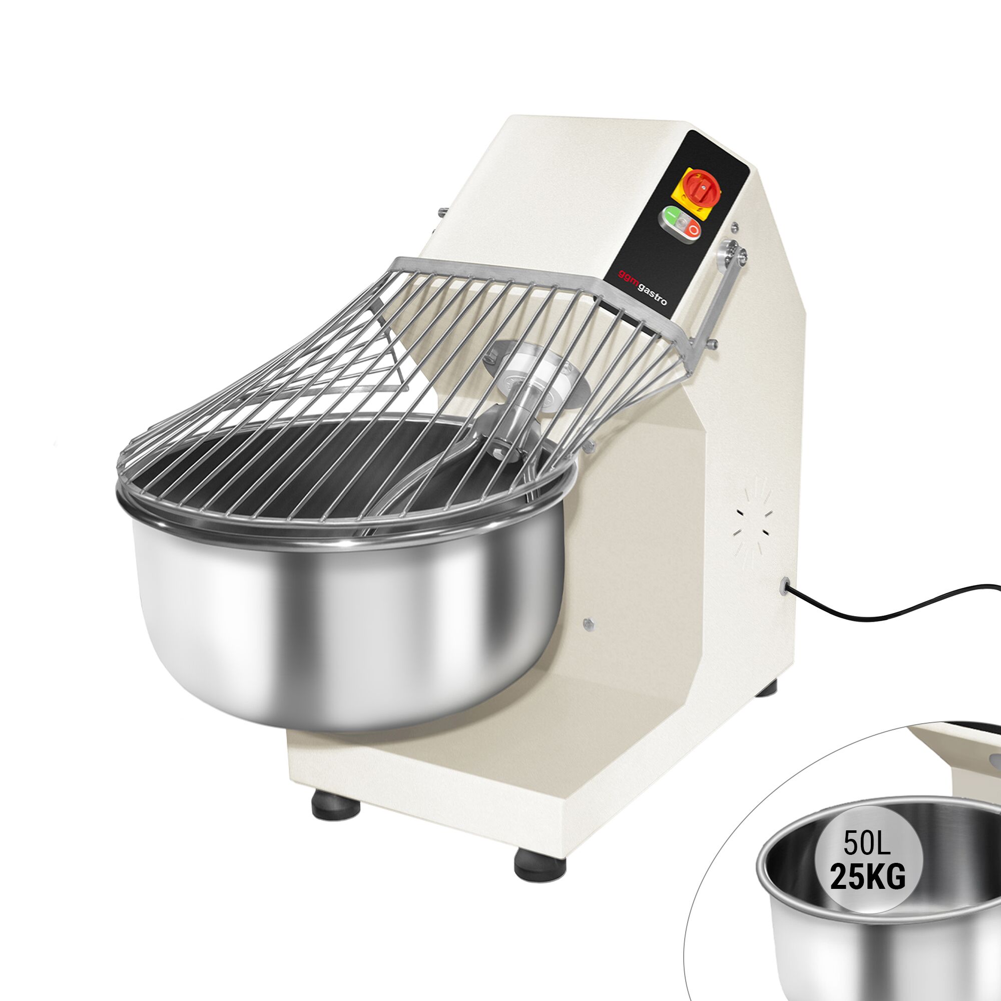 Spiral Dough Mixer - 50L / 30kg - Fixed Head & Bowl - 400V 3‑Phase - For Bread Dough
