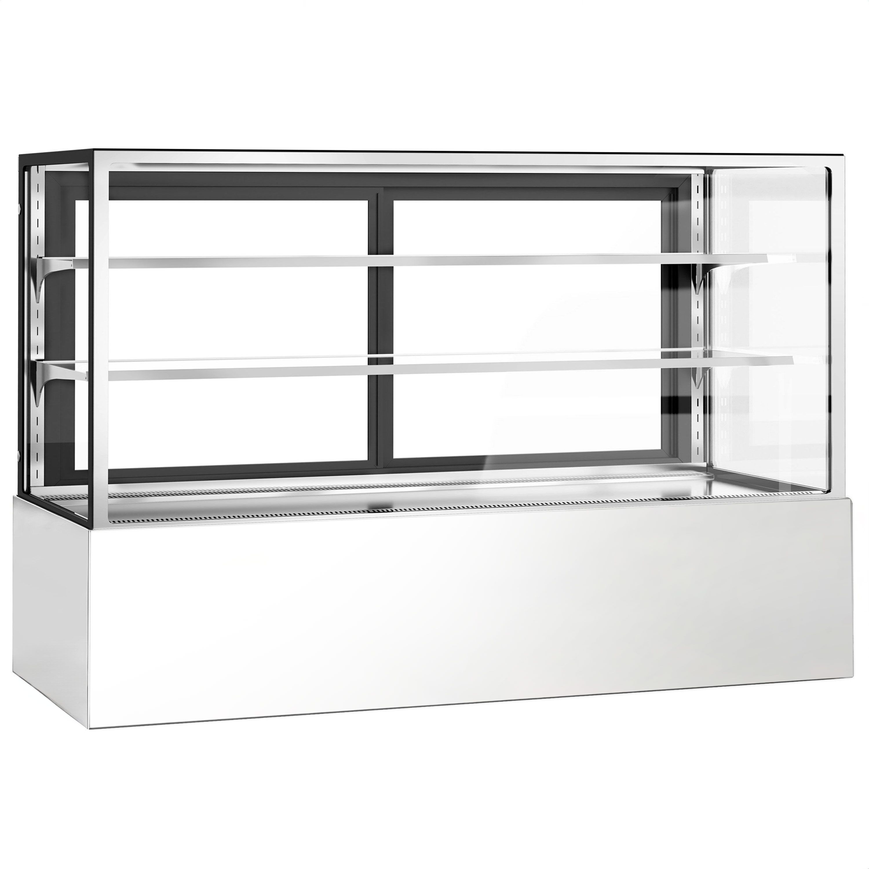 Vitrine à pâtisserie réfrigérée - 725L - 1800mm - Double vitrage - avec 3 étagères en verre - portes coulissantes vitrées arrière