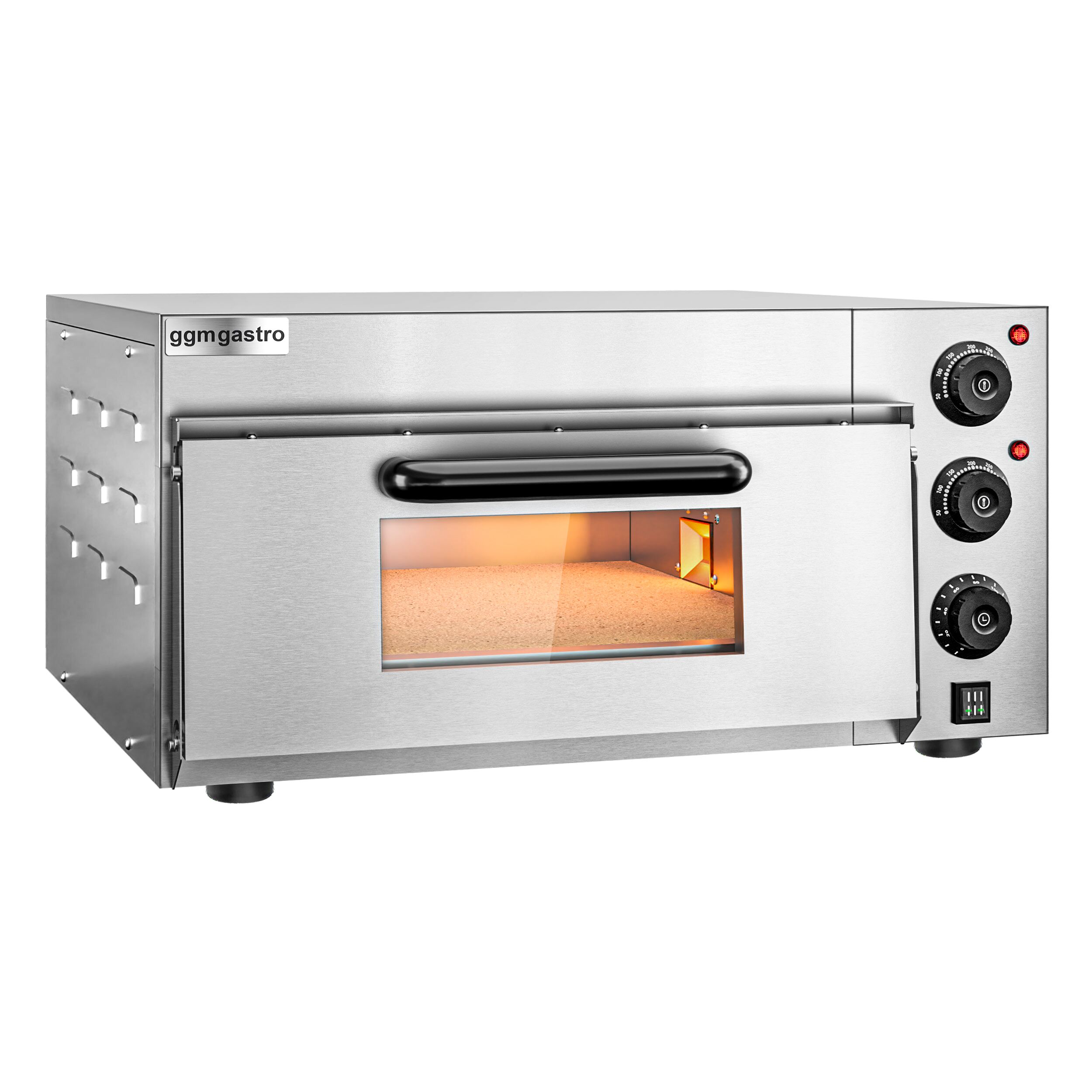 Electric Deck Pizza Oven - Single Deck - Refractory Stone Deck - 4 x Ø 20cm (8") - 230V Single Phase - Mechanical Controls - up to 350°C