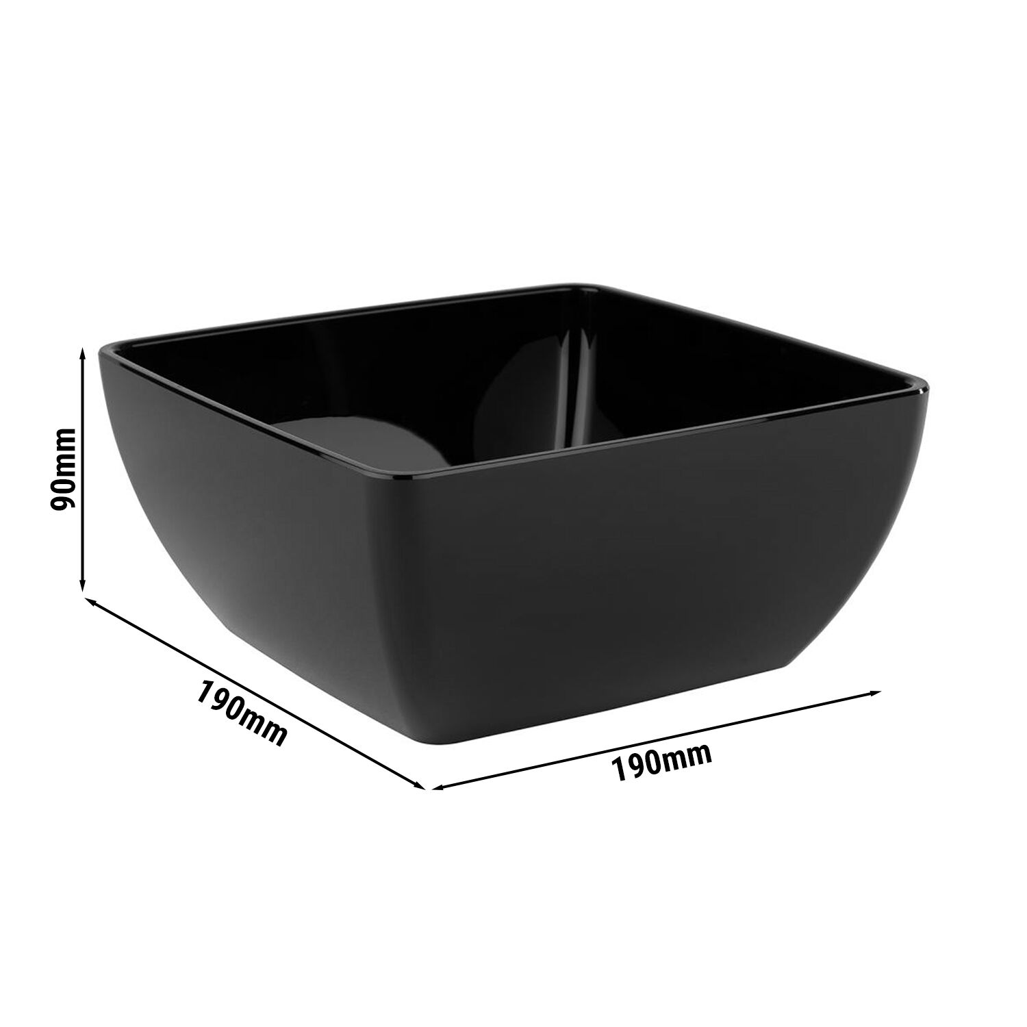 (6 pcs) Coupe - FRIENDLY - PET - 1,5L - carré - 190x190mm - Profondeur : 90mm - Noir