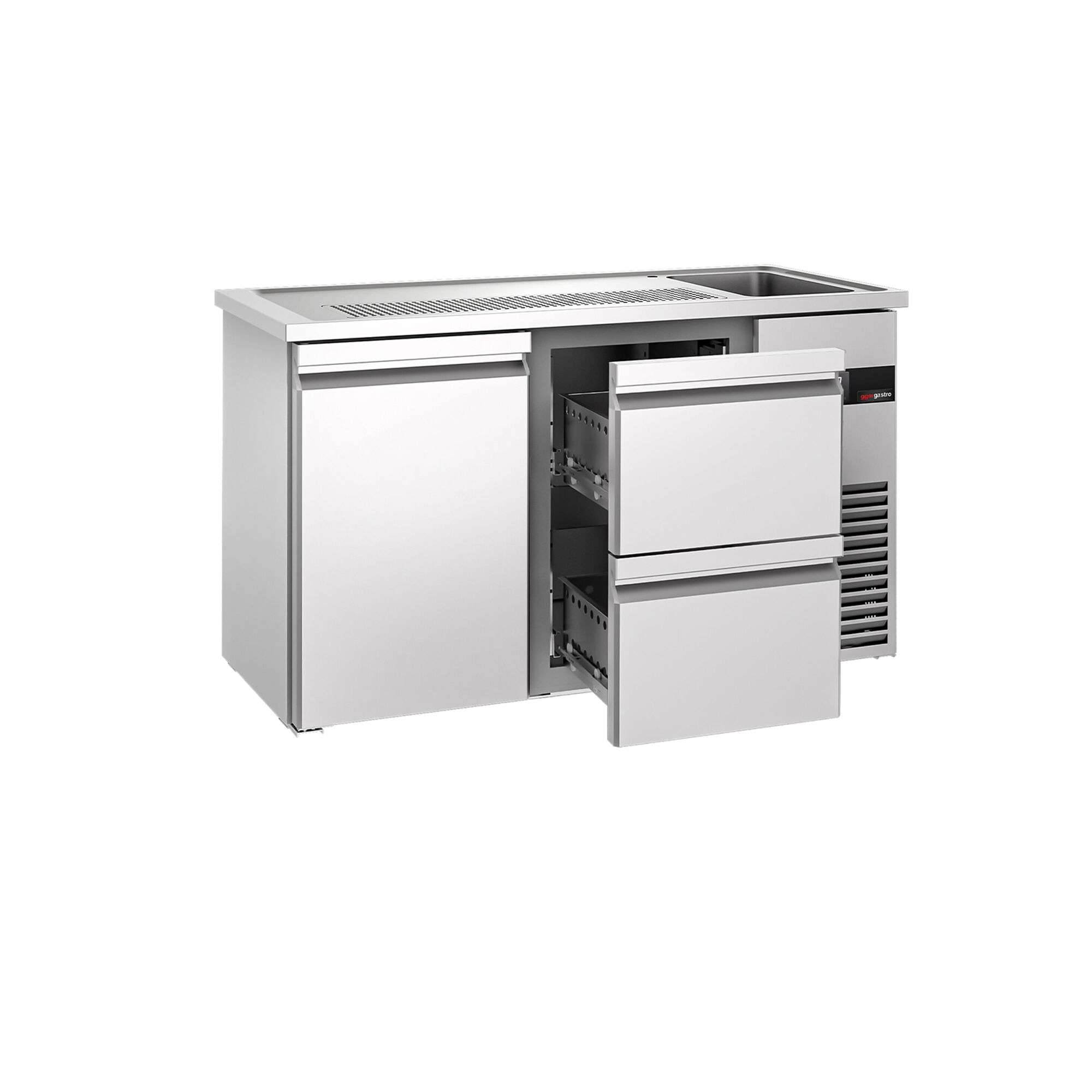 Comptoir de bar réfrigéré PREMIUM - 1550x700 mm - 1 porte et 2 tiroirs