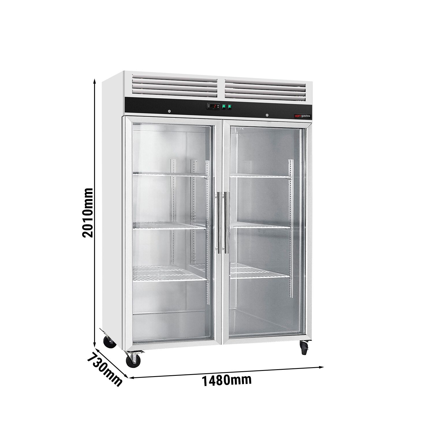 Armoire réfrigérée positive en acier inoxydable ECO – 1200 litres – avec 2 portes vitrées