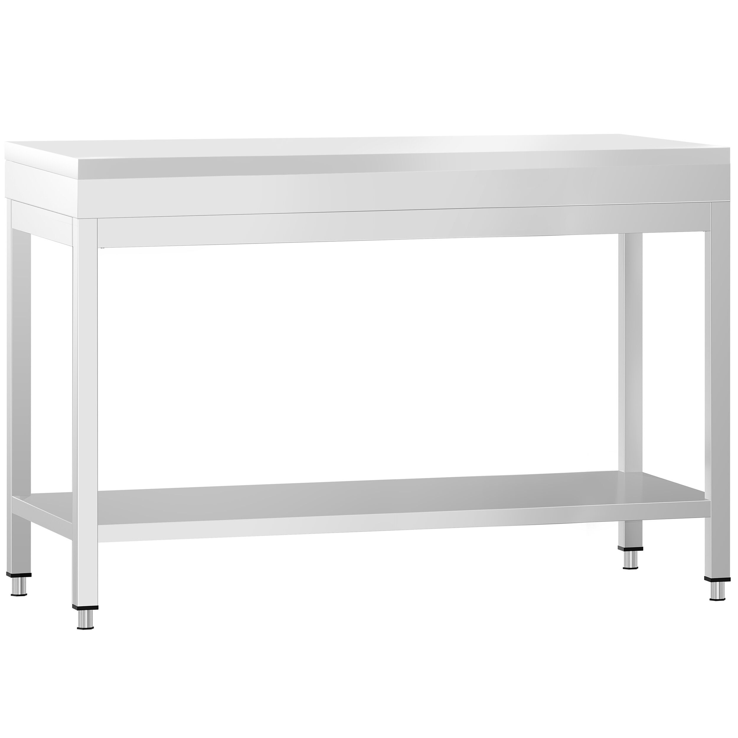 Table de travail inox PREMIUM - 1200 x 700 mm - avec tablette inférieure - incl. Planche à découper Blanche
