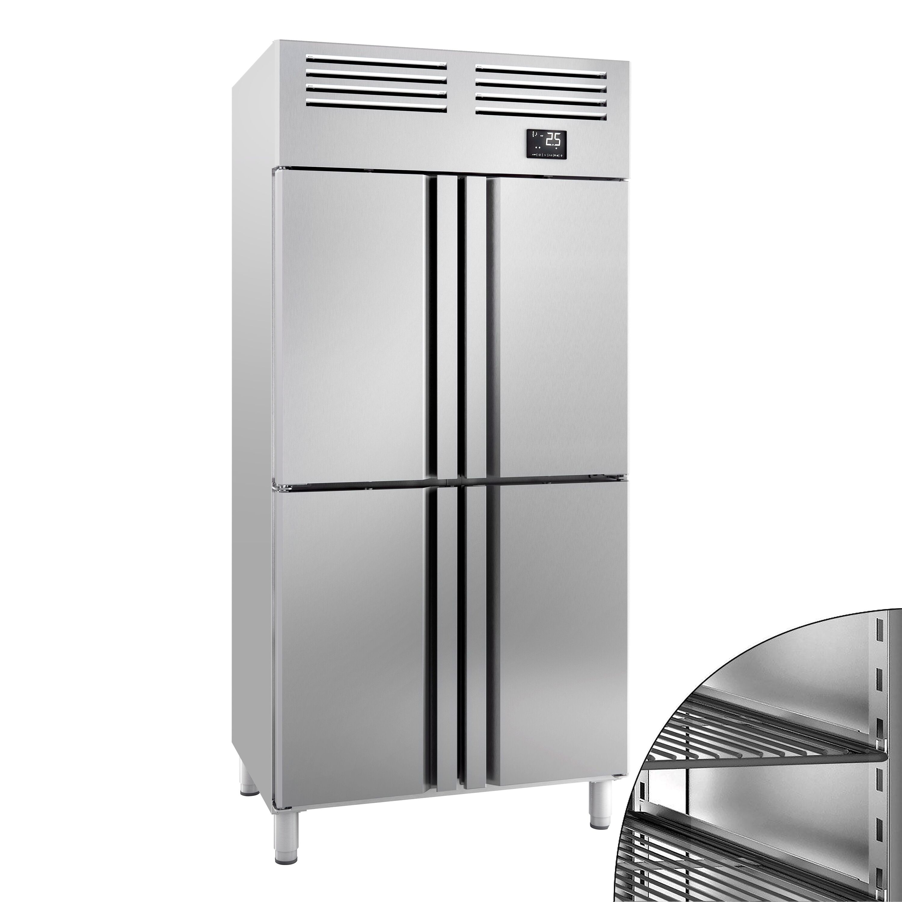 Armoire réfrigérée positive Inox AISI 304 PREMIUM PLUS - GN 1/1 - 745 L - avec 4 demi‑portes