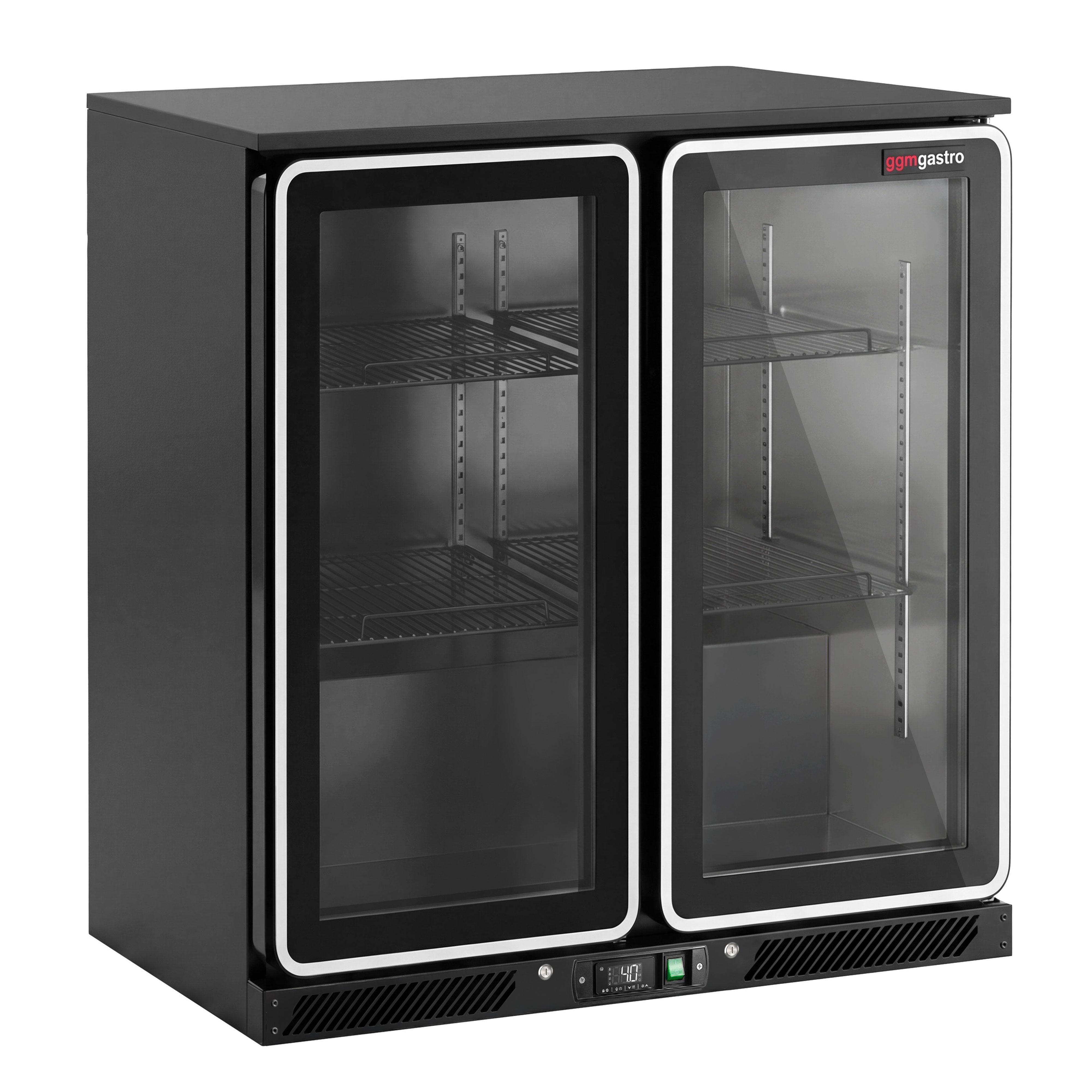 Bar fridge – 900mm – 220 litres – with 2 LED glass hinged doors