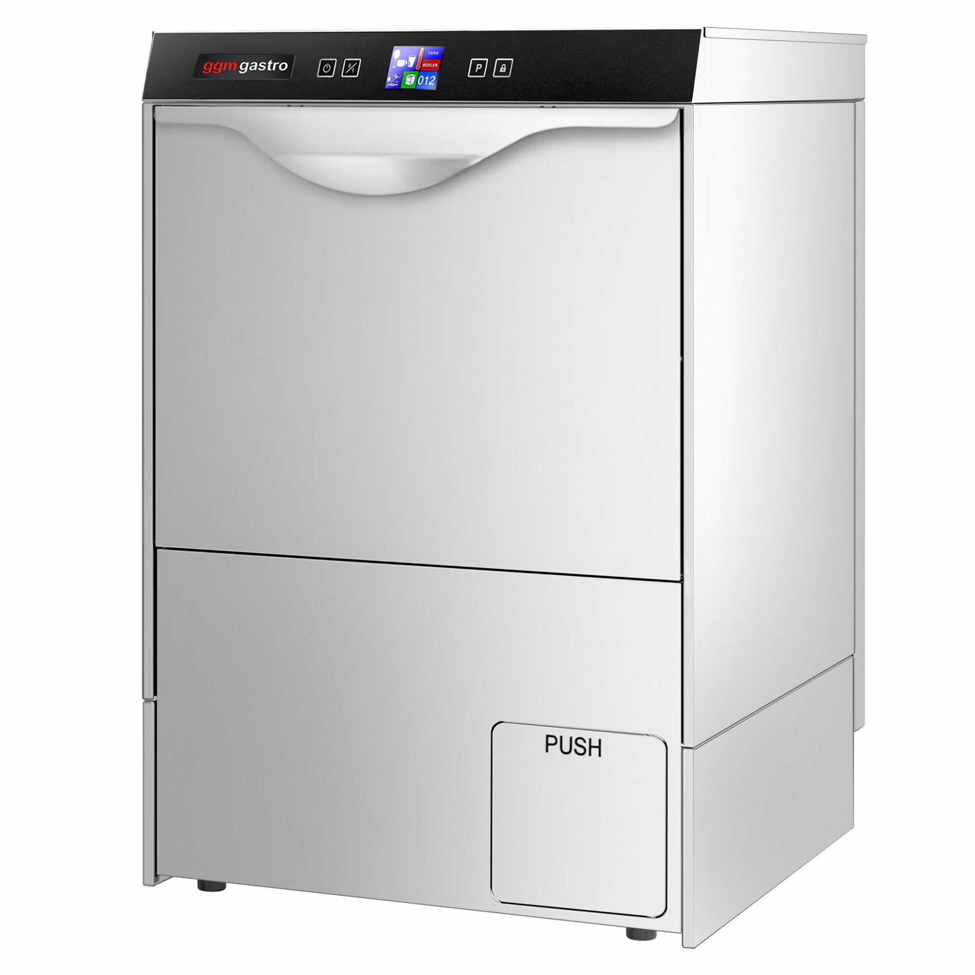 Lave-vaisselle professionnel - Panier 50x50cm - Commandes électroniques - 3,55kW - avec pompe de vidange + pompes doseuses détergent et liquide de rinçage