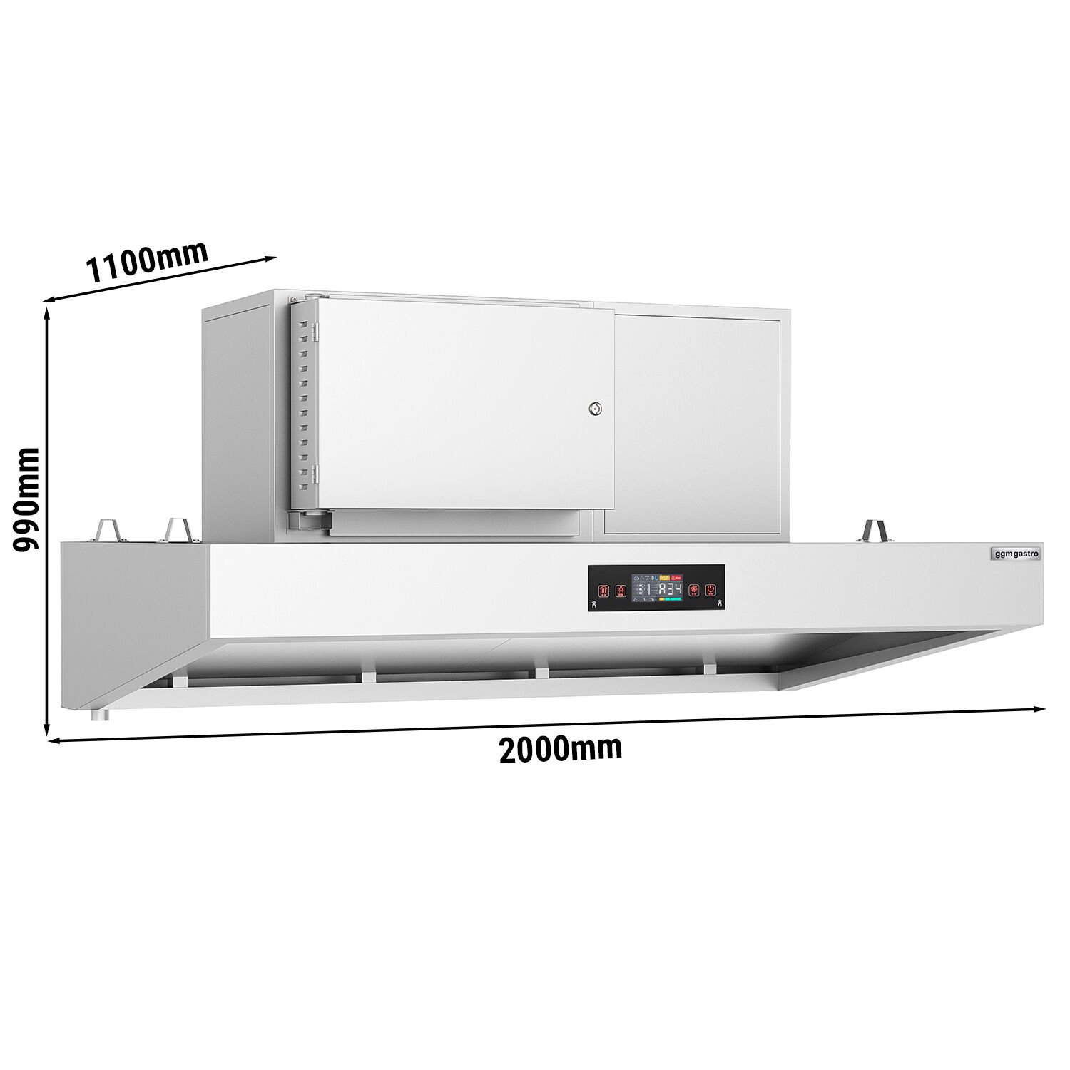 Hotte aspirante hybride - 2000 mm - efficacité de purification de l’air de 90 % - avec Smart Touch - LED
