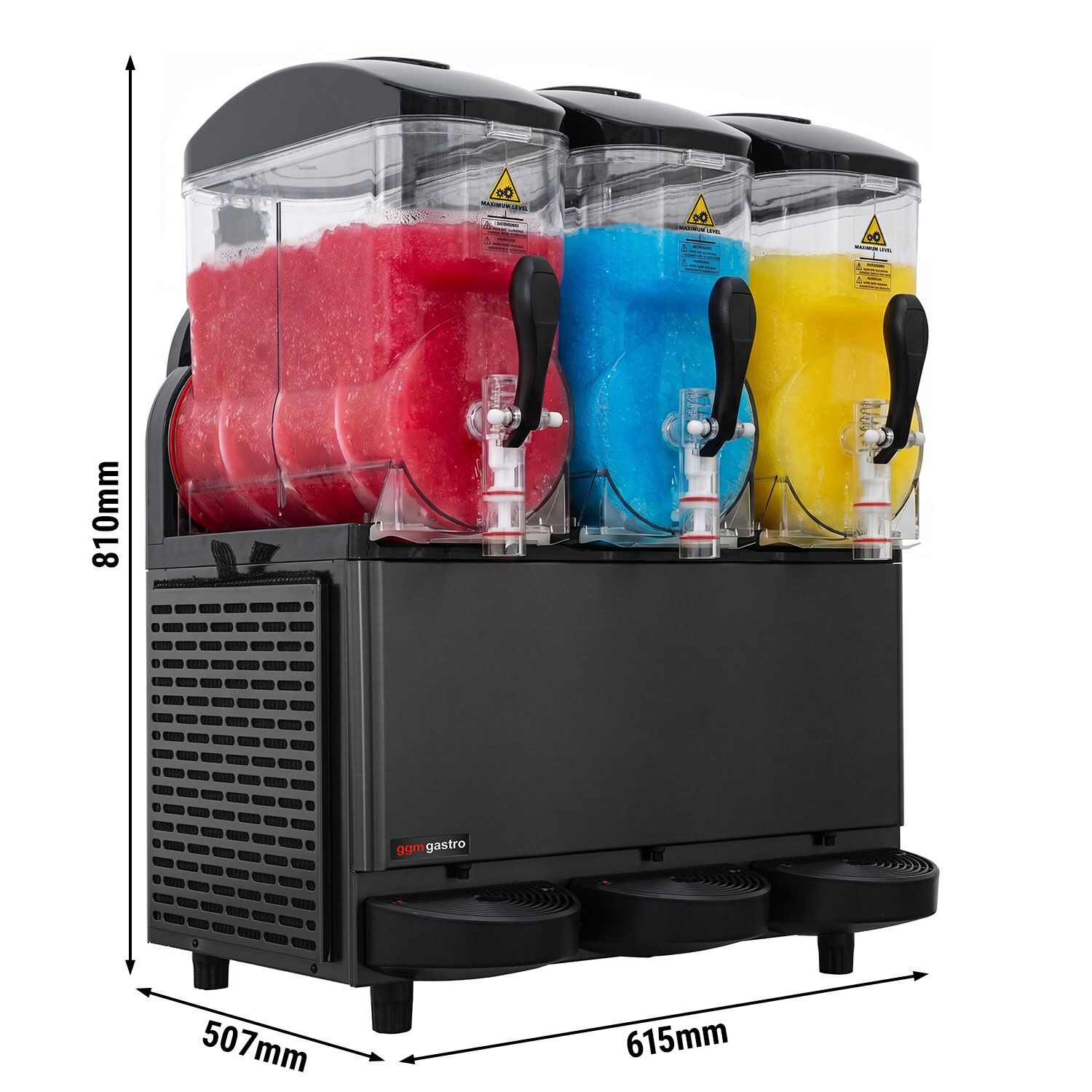 Machine à granita Professionnelle - 3x 12 litres - 1,08 kW - Digital - Récipient en Tritan - Noir