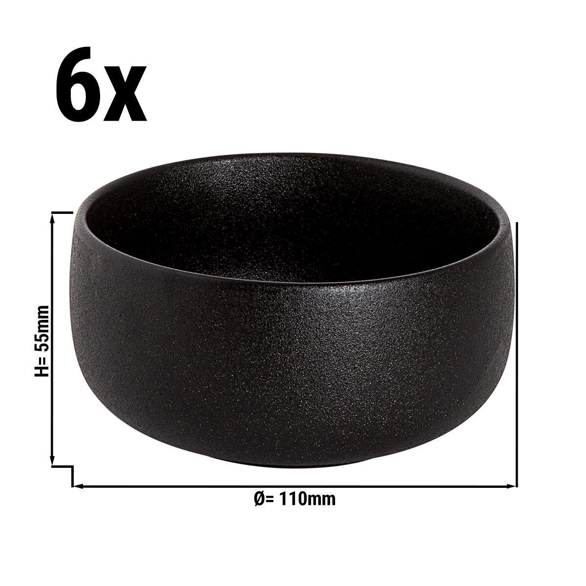 (6 pieces) UNIVERSE - Bowl Maastricht - 45 cl - Ø 11 cm - Black
