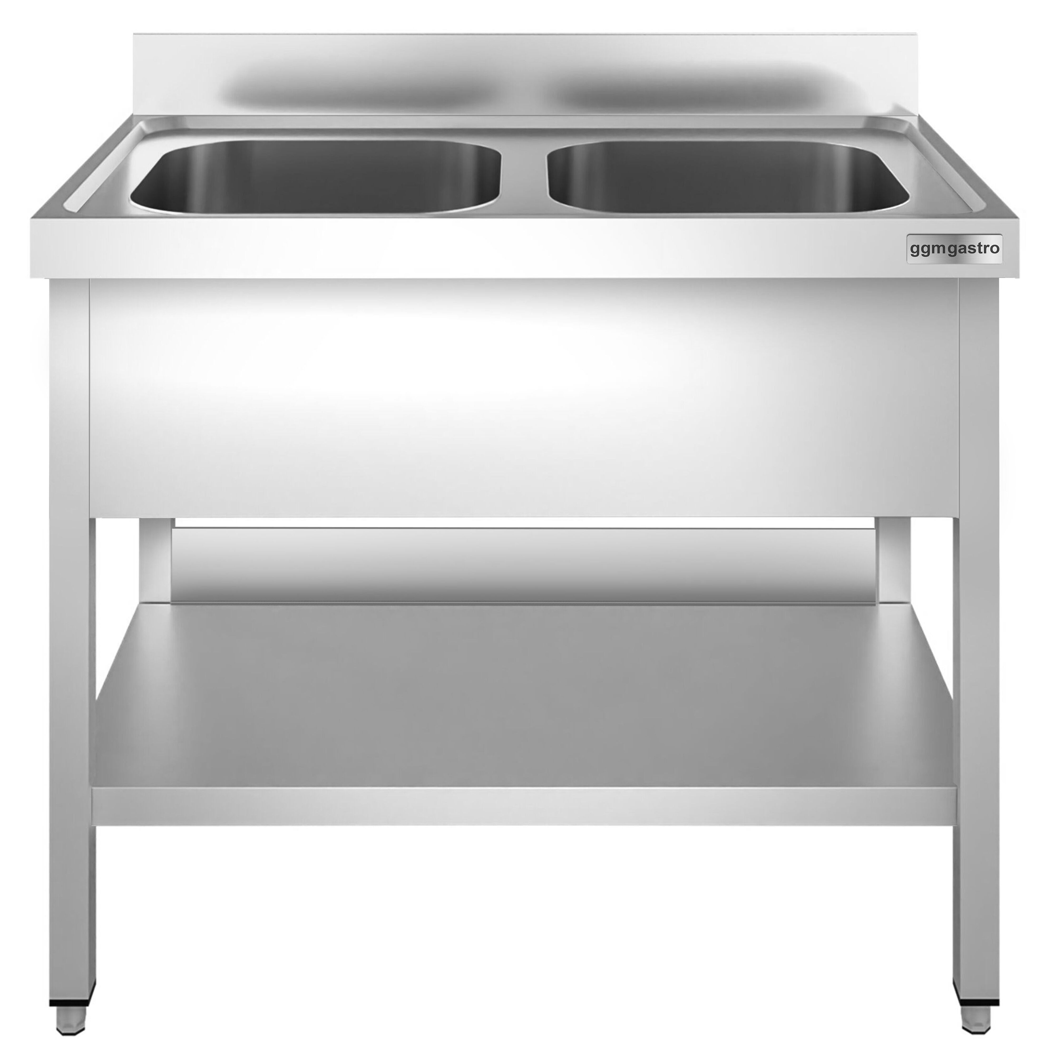 Spültisch PREMIUM - 1200x700mm - mit Grundboden - mit 2 Becken mittig
