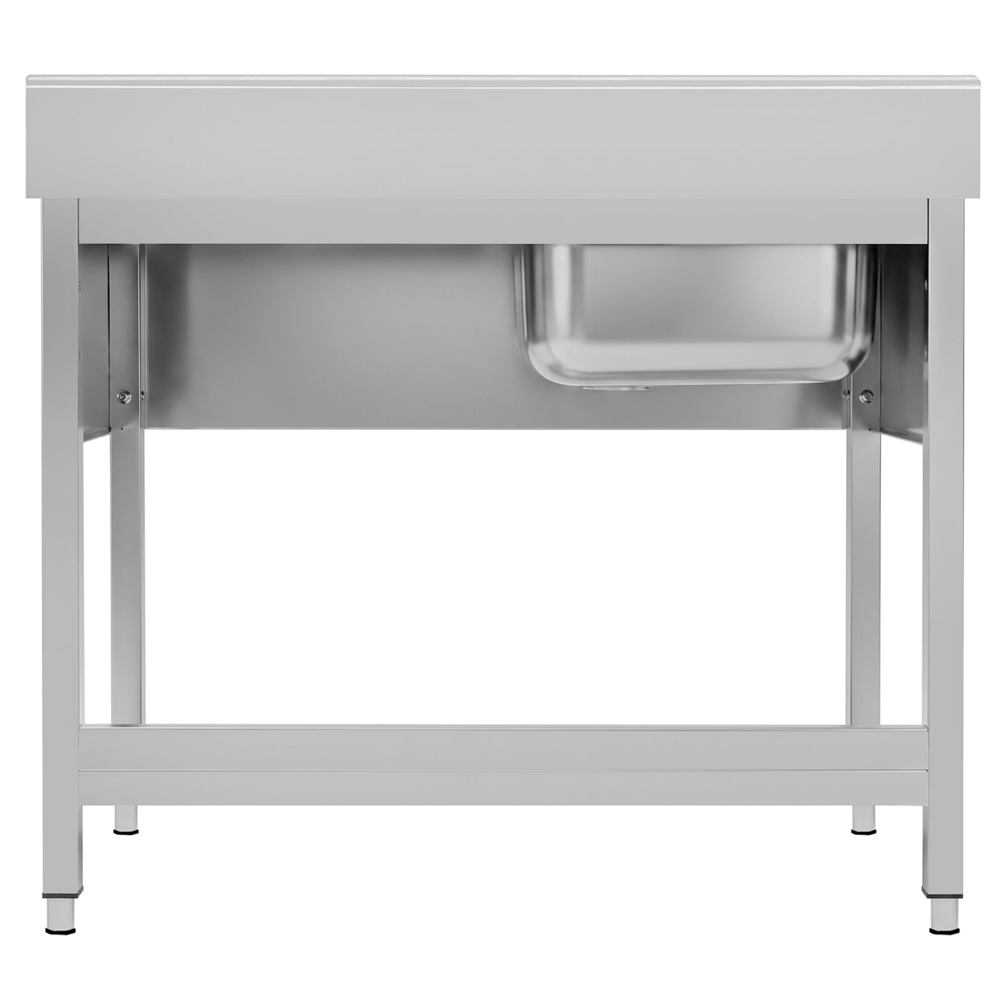 Stainless Steel Commercial Sink Unit ECO - 1000x600mm - with Single Bowl Left-hand - with Undershelf - with Upstand