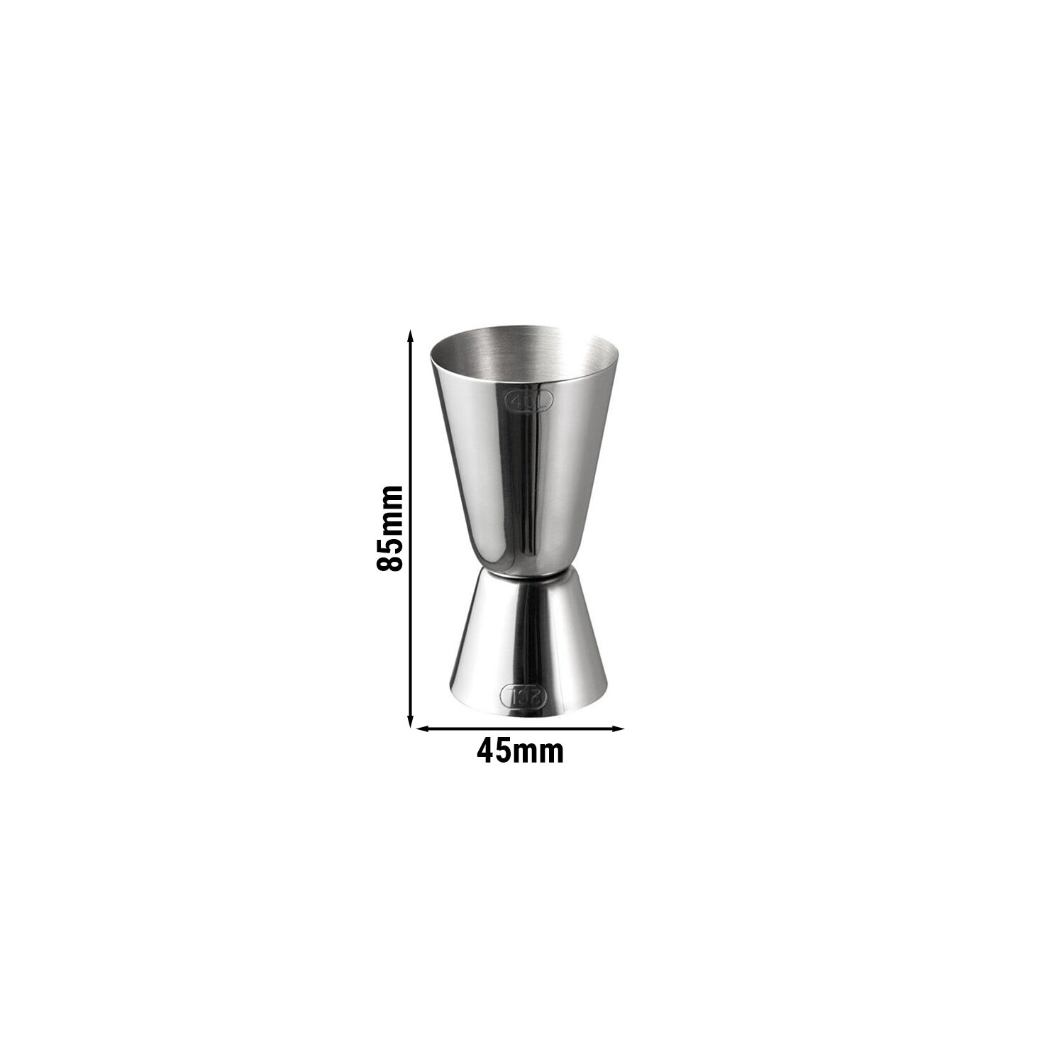 (6 pcs) Jigger double - acier inoxydable - 2cl/4cl (20/40 ml) - graduations extérieures