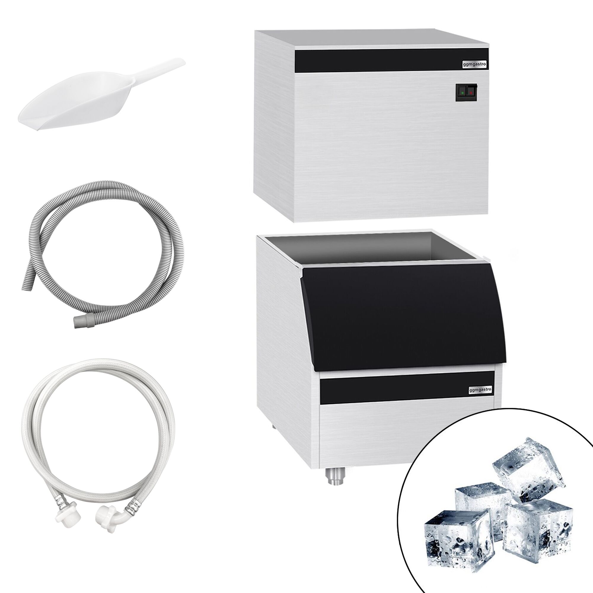 Machine à glaçons - Cubes - 230 kg/24 h - y Bac à glaçons