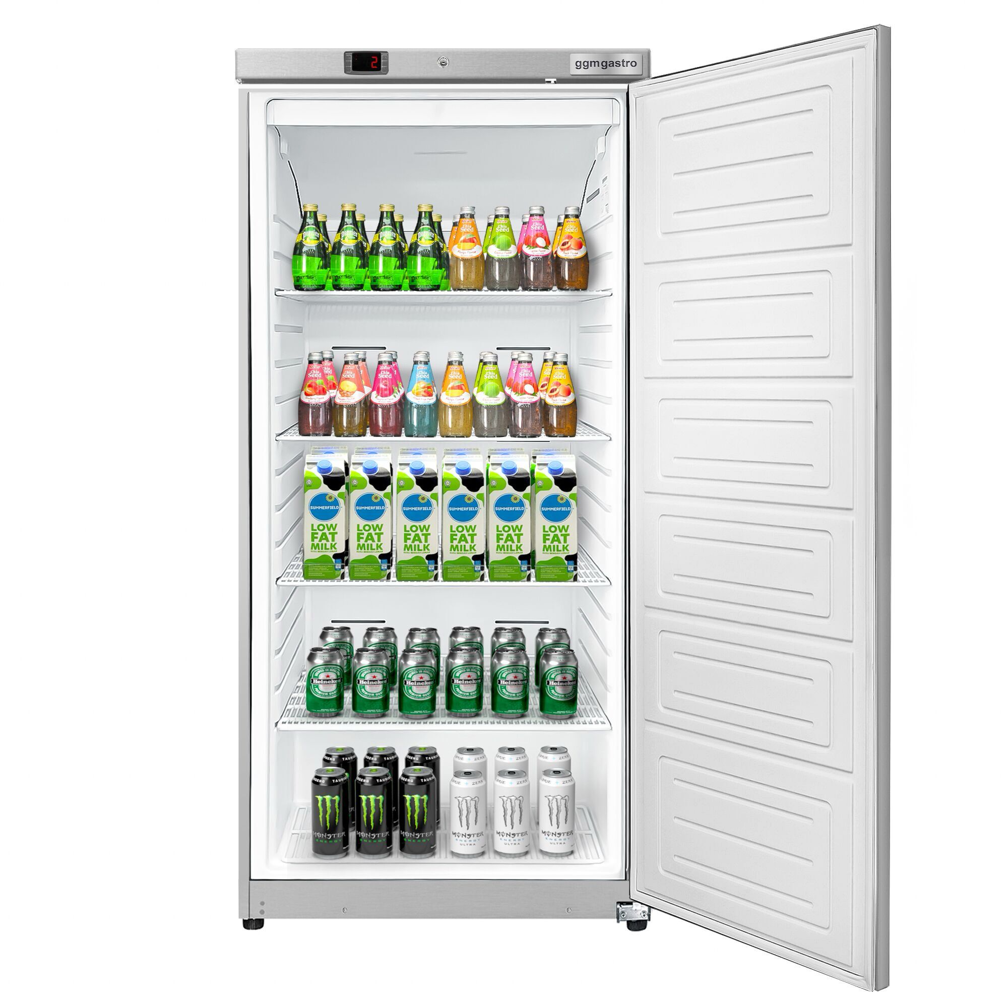 Réfrigérateur de stockage inox ECO – 600 litres – avec 1 porte – intérieur de la porte en plastique