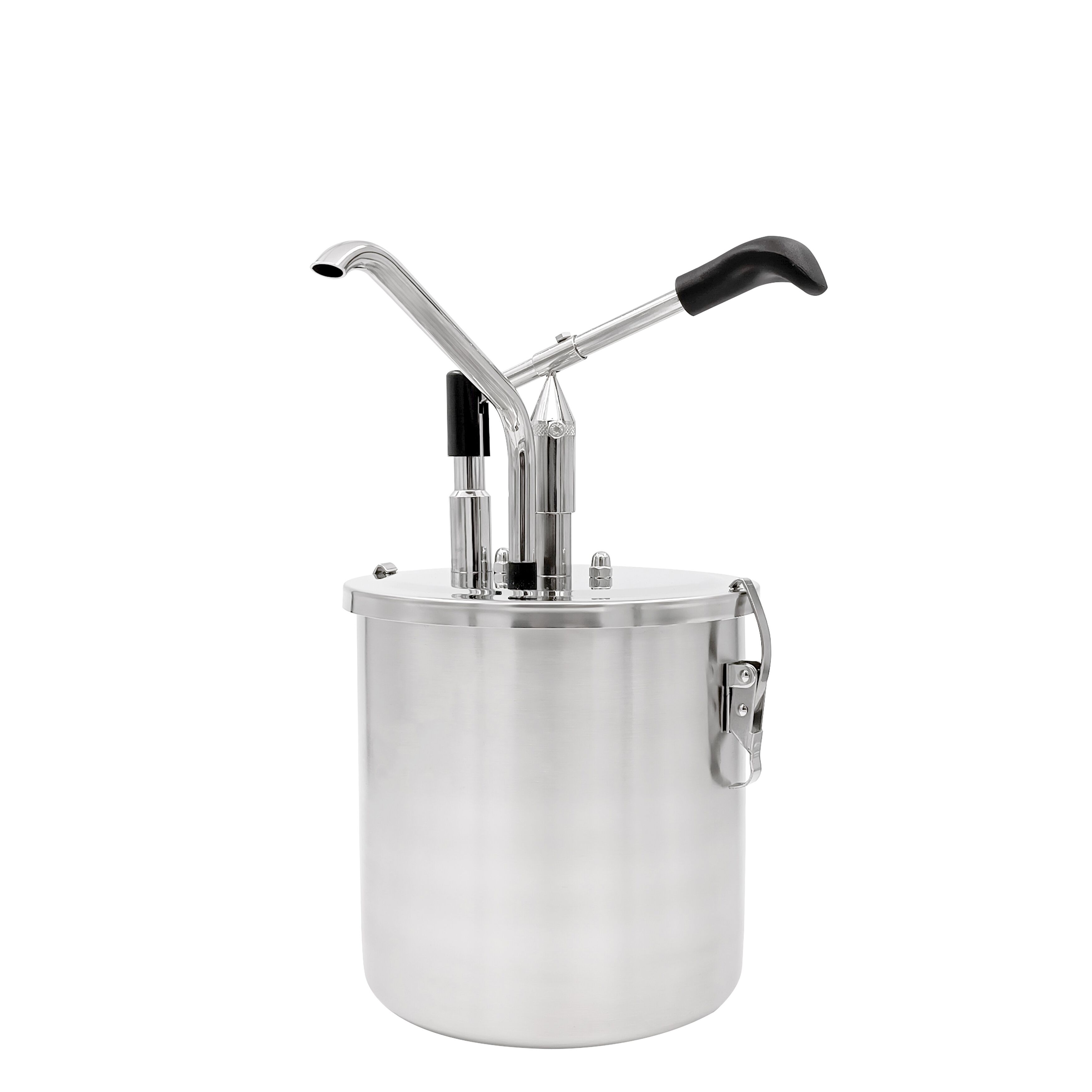 Distributeur de sauce - à levier - dosage réglable - acier inoxydable 18/10 - 188x335mm - avec cuve - 4L