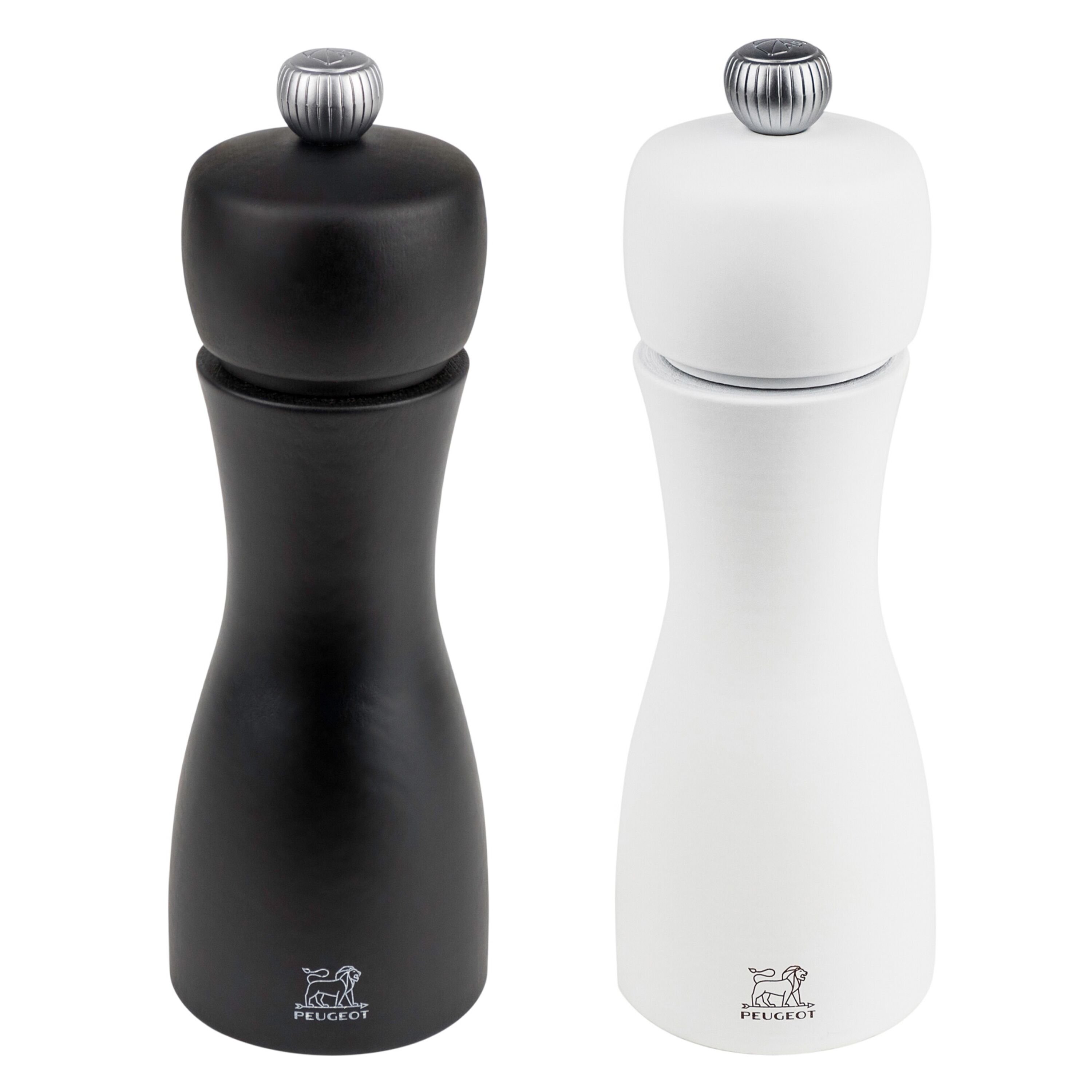 (6 pièces) PEUGEOT | TAHITI – Moulin à sel & poivre – Bois – Noir / Blanc mat – Hauteur : 150 mm