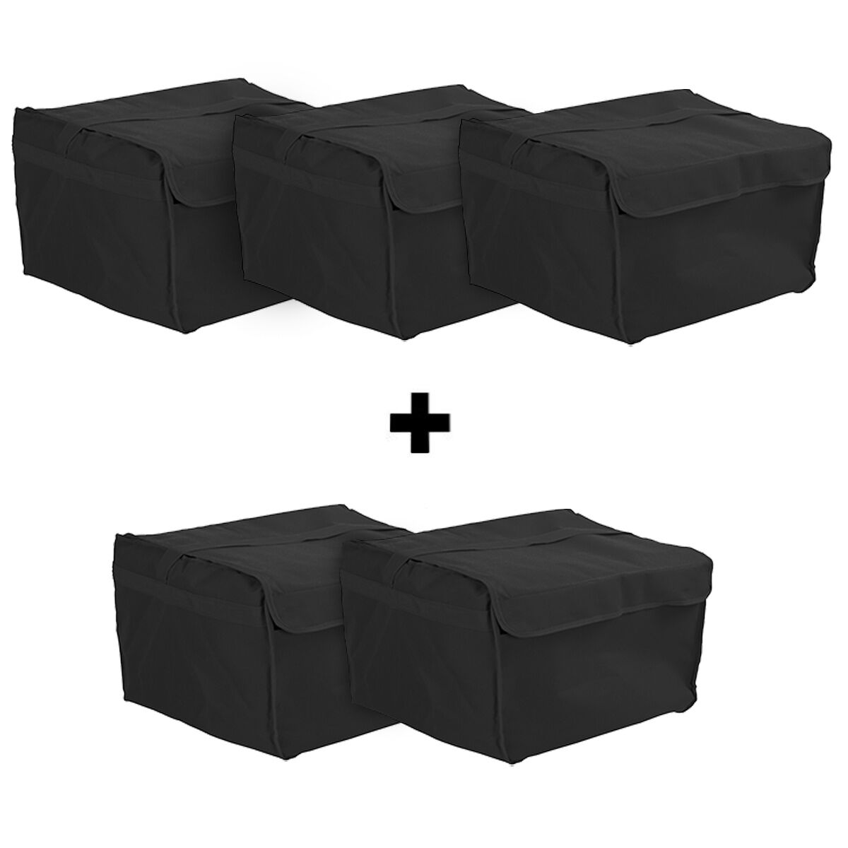 (5 pcs) Sac à pizza / Sac isotherme - pour 8 (par sac) grandes pizzas familiales - 60x40cm - Noir