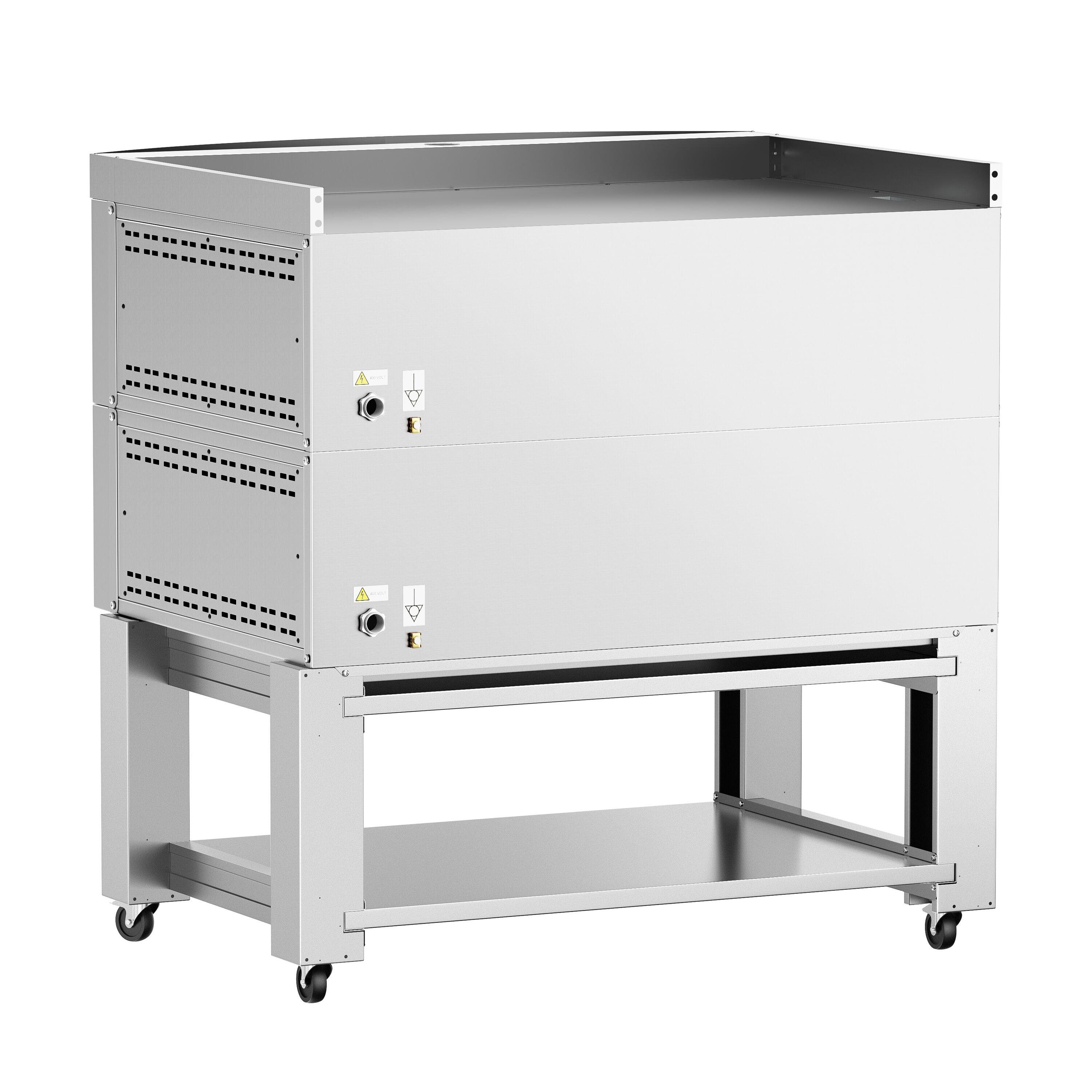 Elektryczny piec do pizzy Power – 6+6 x 34 cm – cyfrowy – w zestawie z okapem, podstawą i kółkami