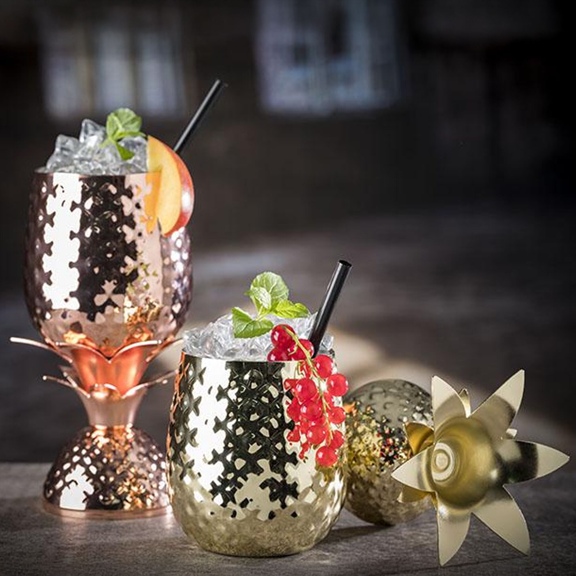 (6 pcs) Gobelet à milkshake PINEAPPLE - 500ml - Cuivre - avec Couvercle