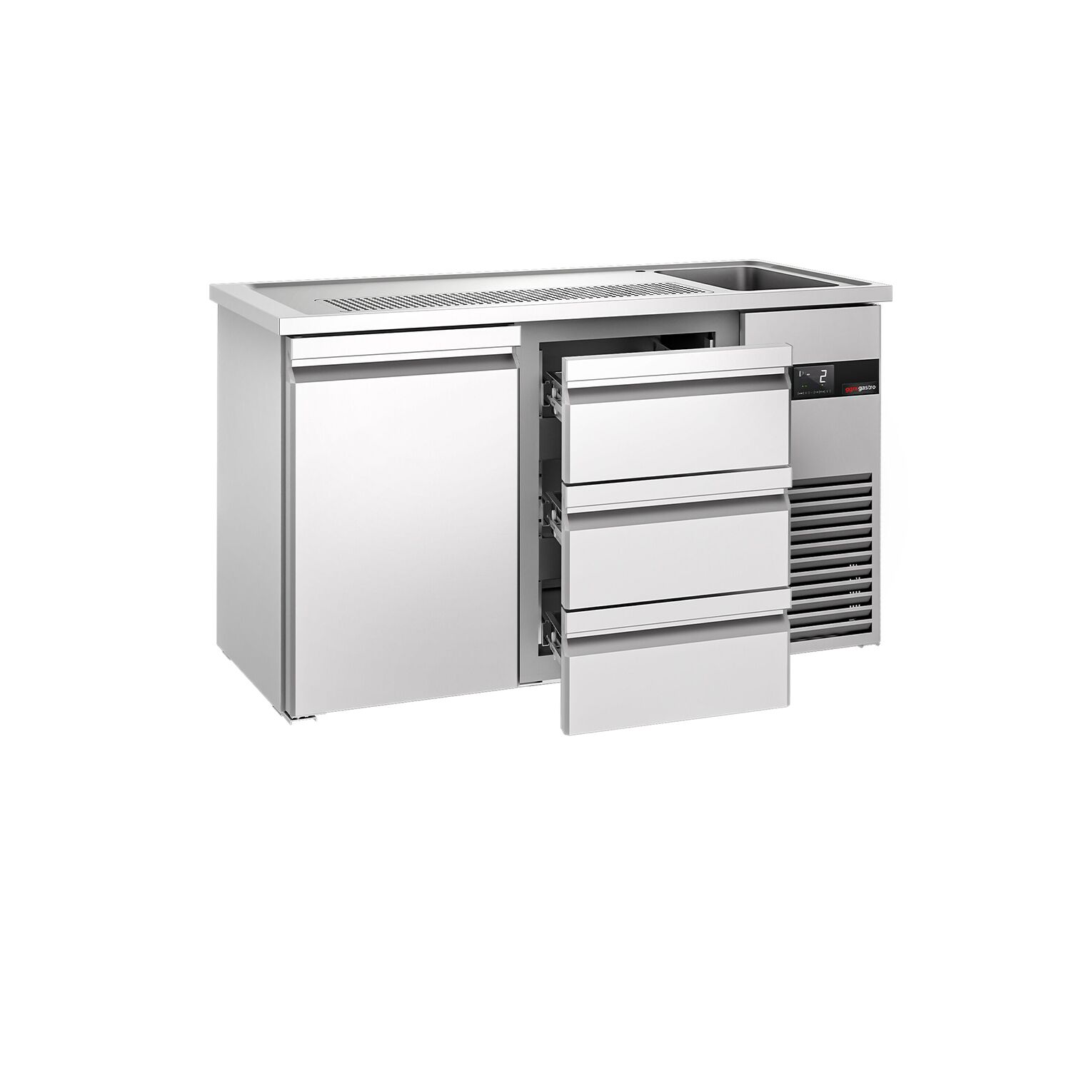 Comptoir de bar réfrigéré PREMIUM - 1550x700mm - 1 porte & 3 tiroirs