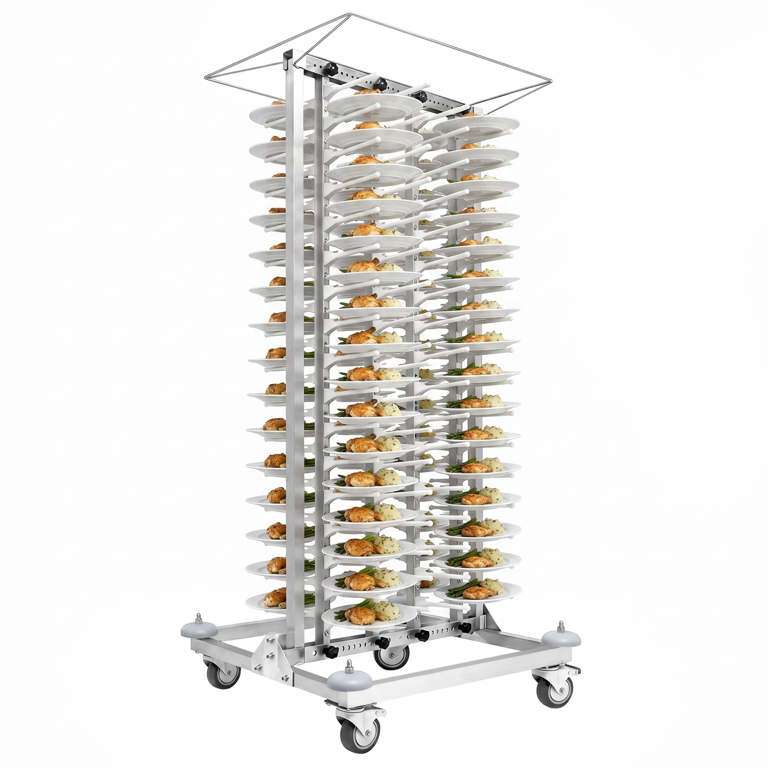 Commercial Mobile Plate Rack Double-Column - up to 80 Plates - Ø 16-32cm - Banqueting