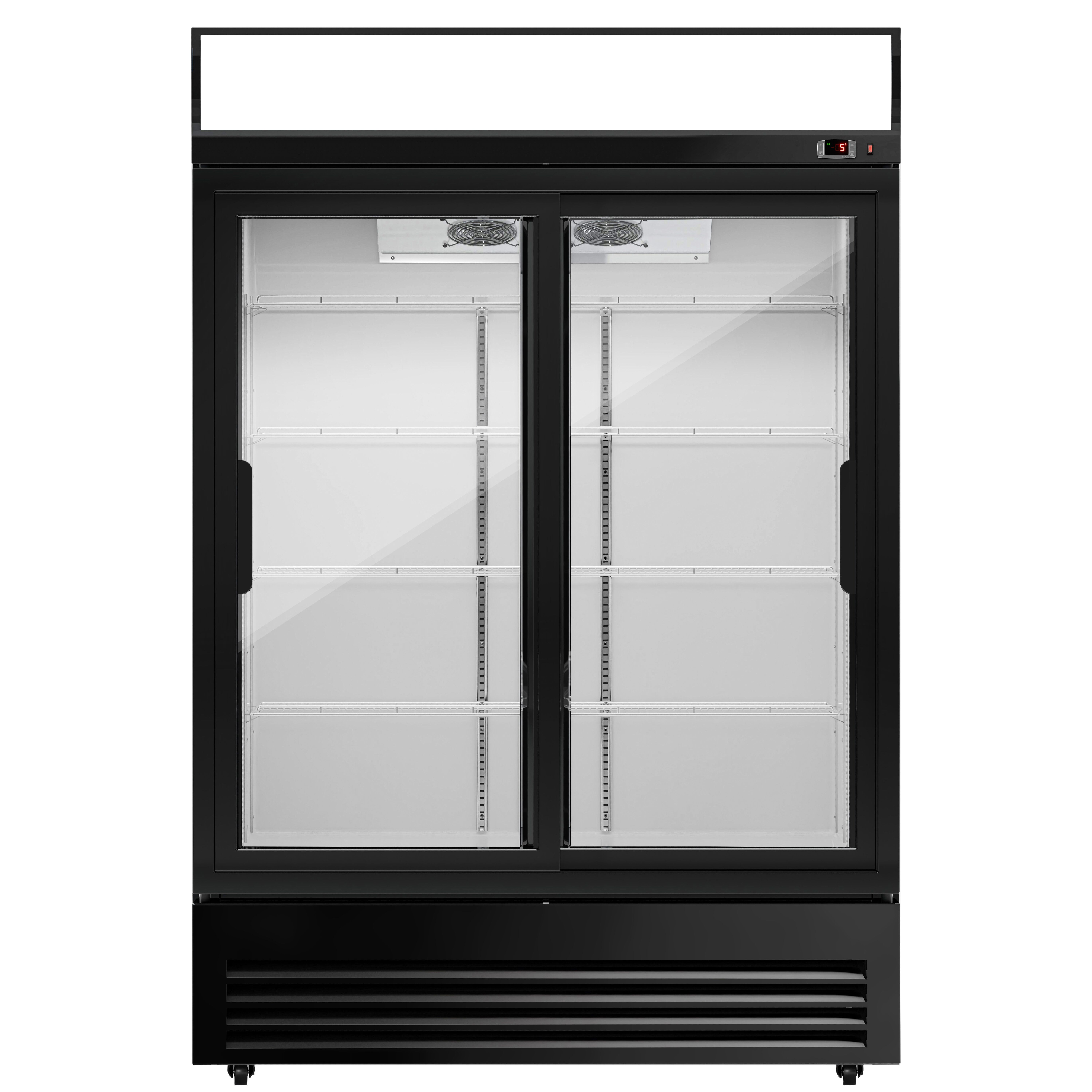 Vitrine réfrigérée à boissons - 880 litres - avec 2 portes coulissantes en verre et écran publicitaire