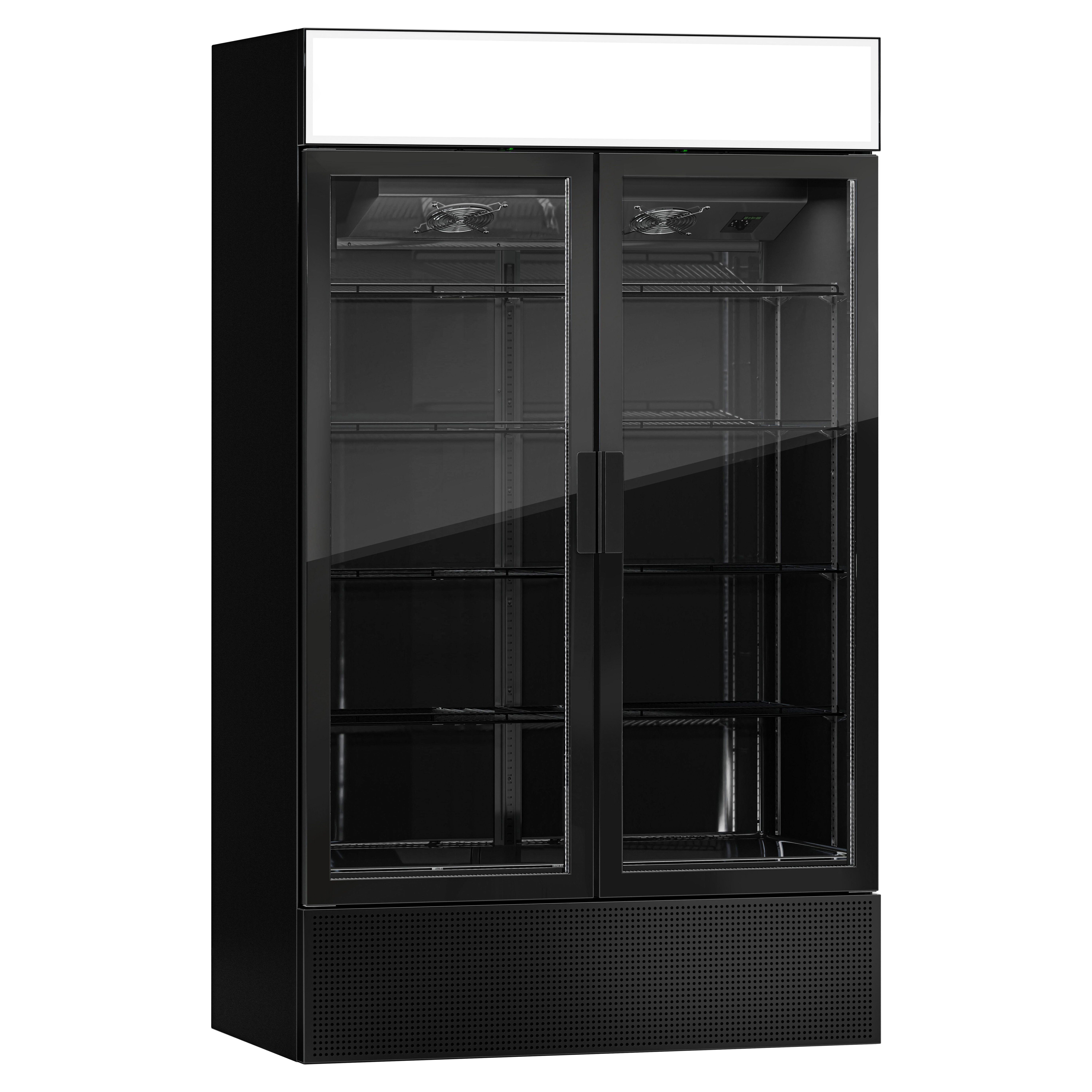 (2 pièces) Vitrine réfrigérée à boissons - 2400 litres - design sans cadre - avec 4 portes vitrées et écran publicitaire