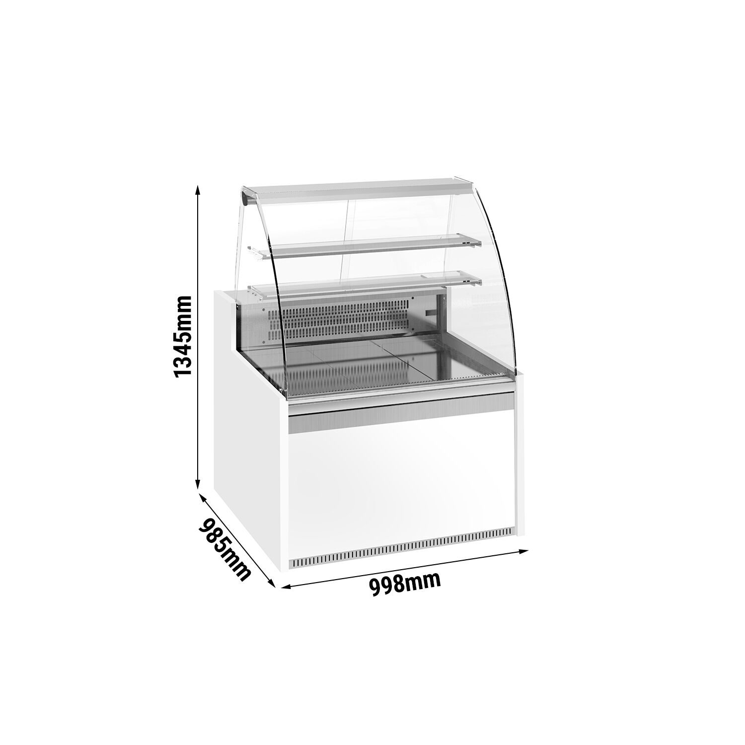 Comptoir vitrine réfrigérée - 998x985mm - +4/+8°C - 163L - façade bombée - 1 porte