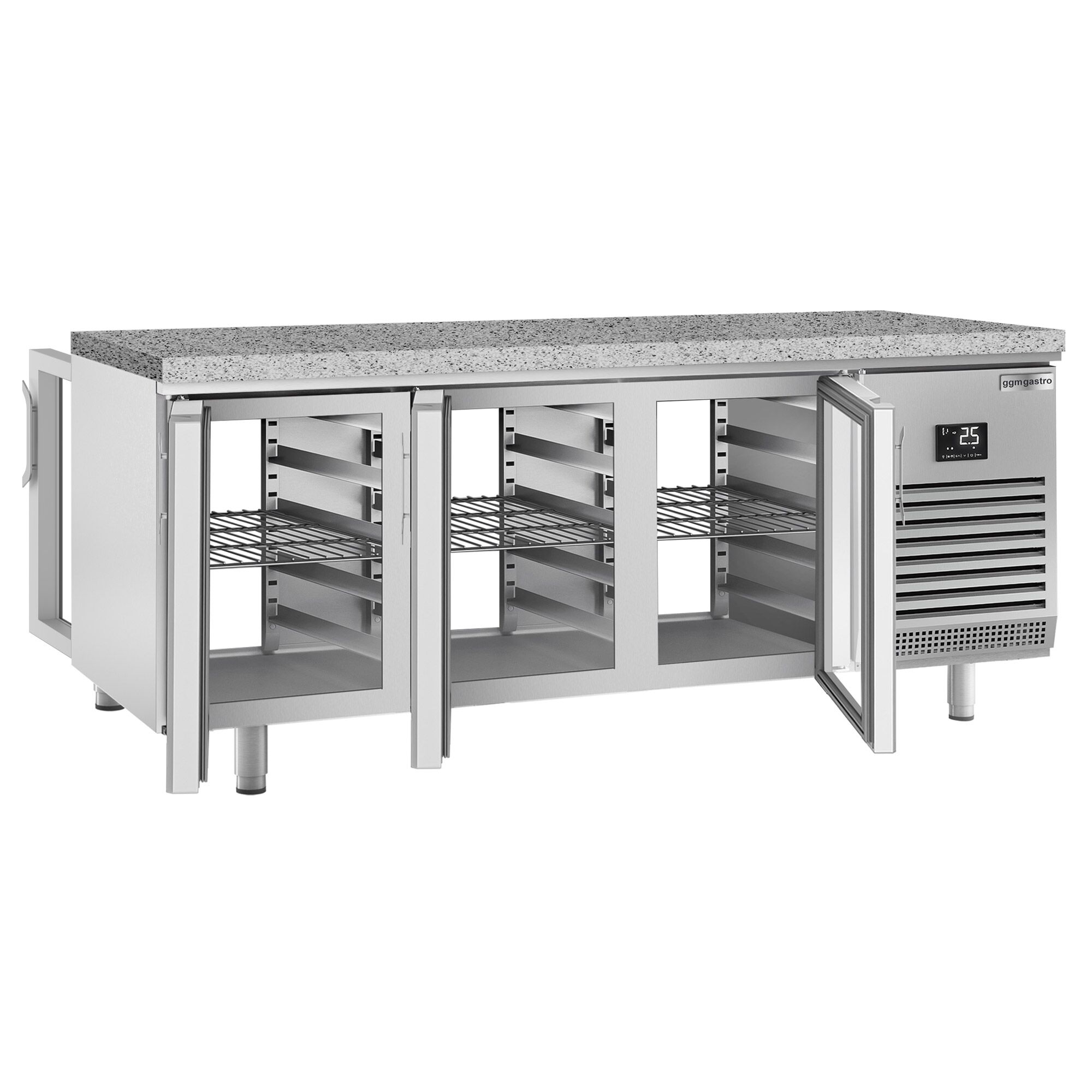 Bakery Counter Fridge PREMIUM PLUS - 2185x800mm - glass doors - granite worktop - double glazing - capacity 610 litres