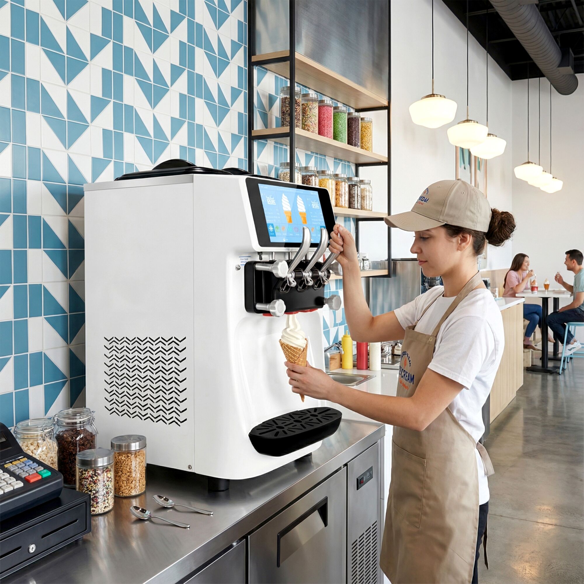 Machine à glace à l’italienne - 30-32L/h - 2,68kW - Écran tactile - 3 parfums (2 + panaché) - À poser