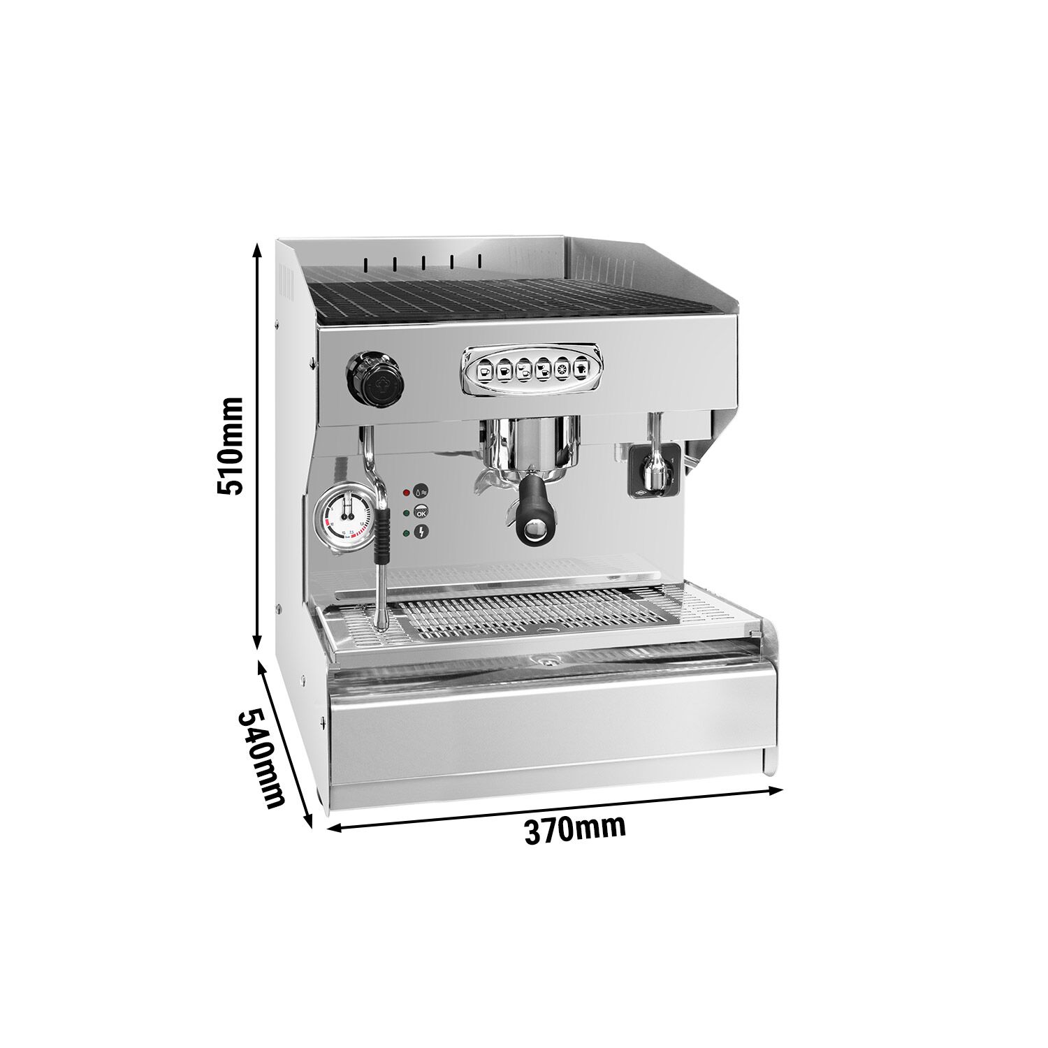 Machine à café porte-filtre « Allegro » – 1 groupe – avec système de préinfusion inclus