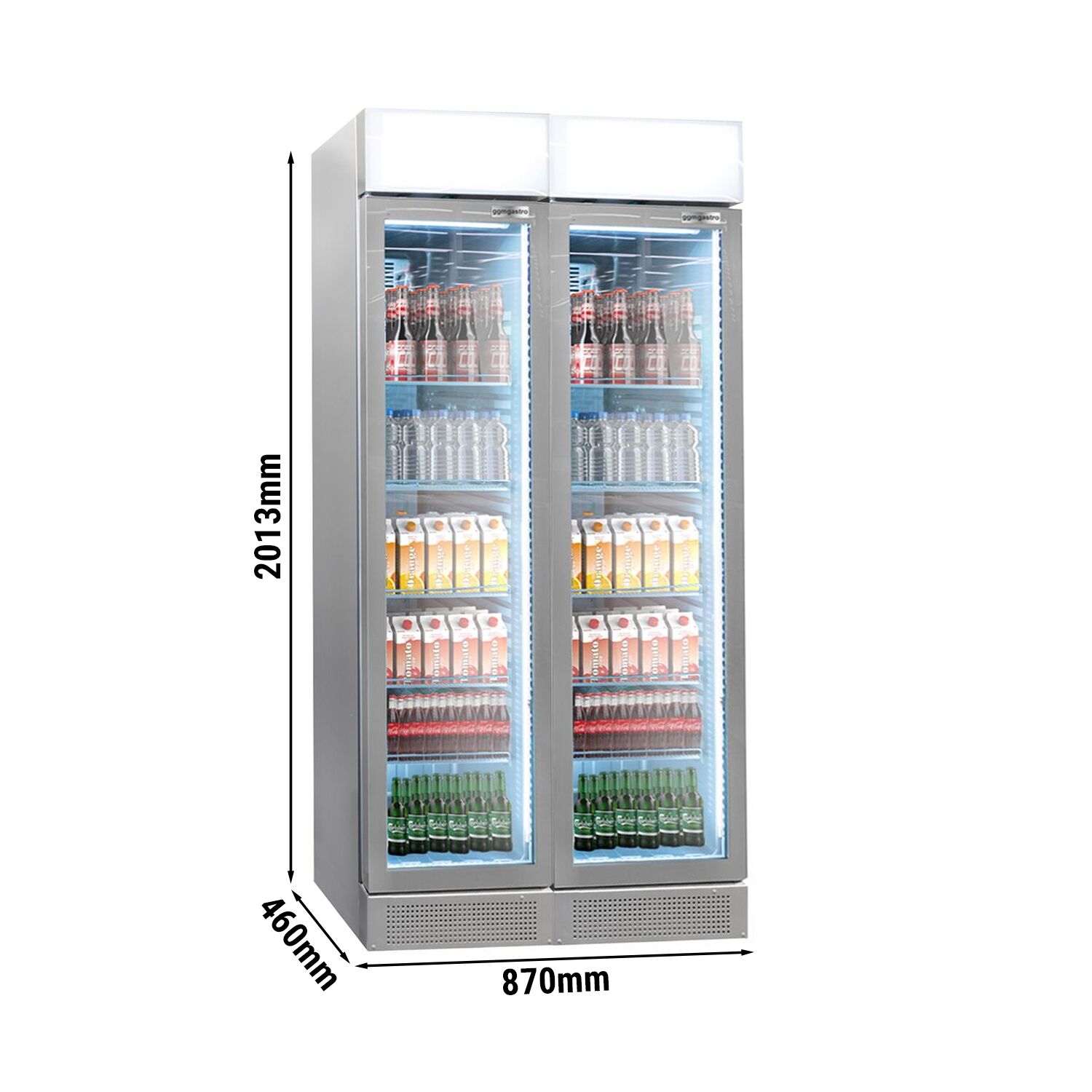 (2 pièces) Vitrine réfrigérée à boissons - 290 litres - design sans cadre - avec 2 portes vitrées et écran publicitaire
