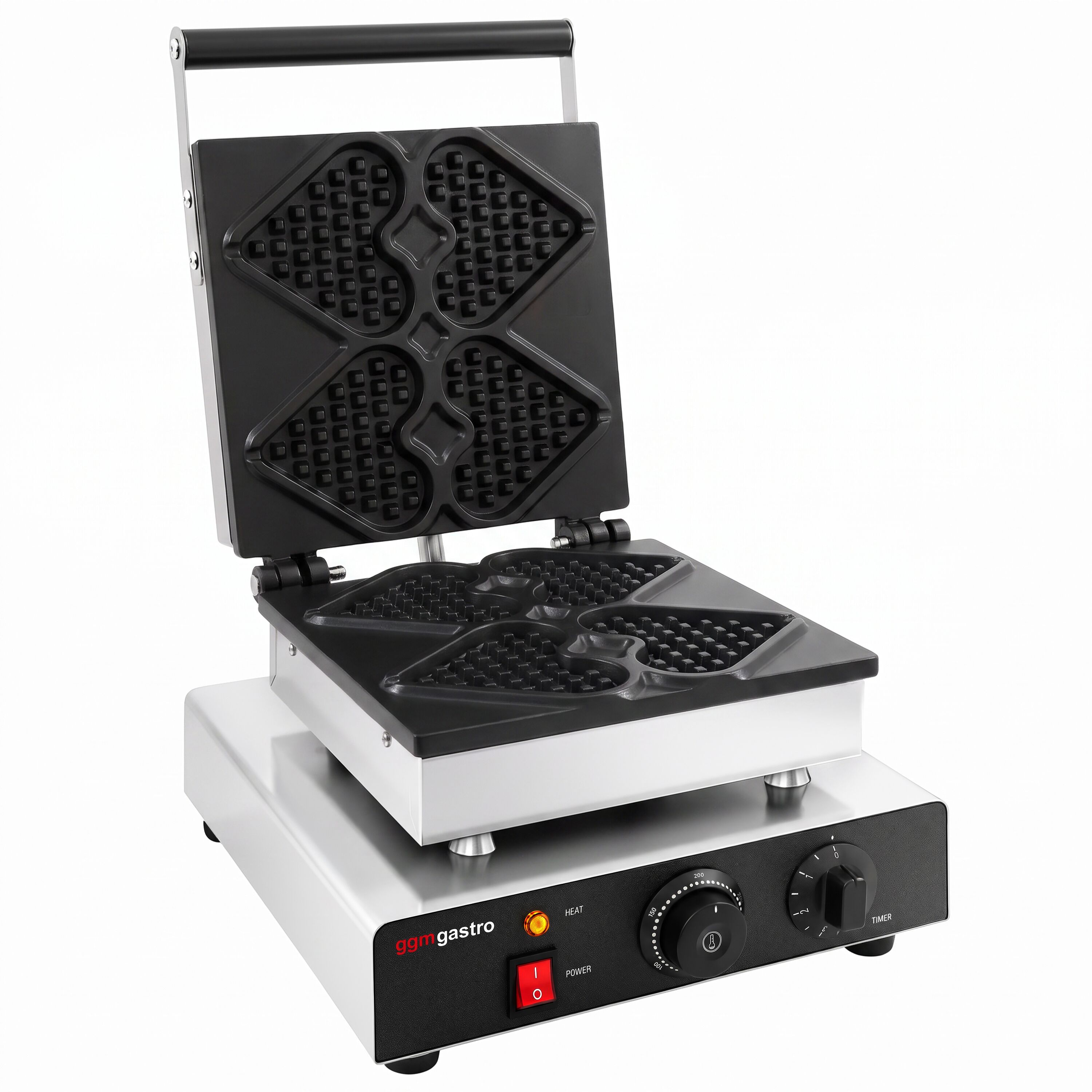 Waffle iron - Single - Manual - 1,75 kW - Shape: Mini heart - Teflon-coated baking plates